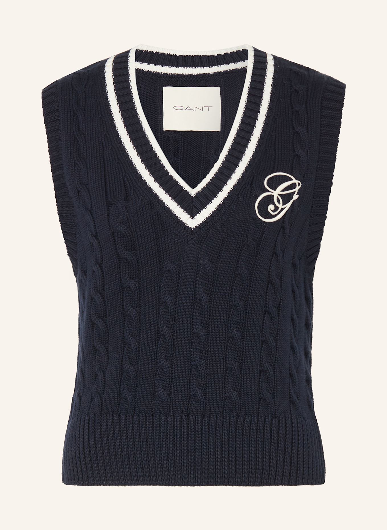GANT Sweater vest: DARK BLUE / WHITE
