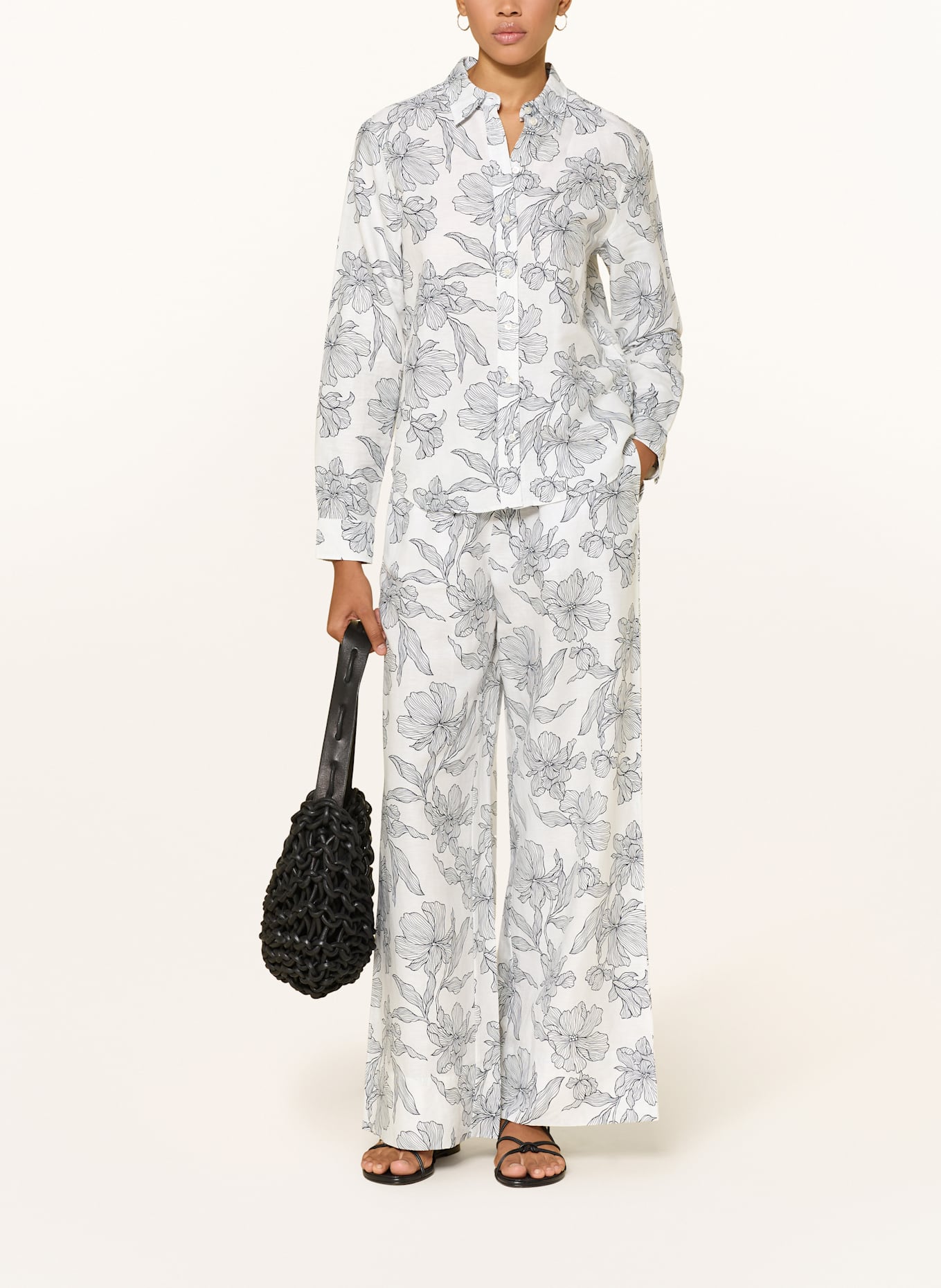 GANT Chemise en lin: BLANC / NOIR