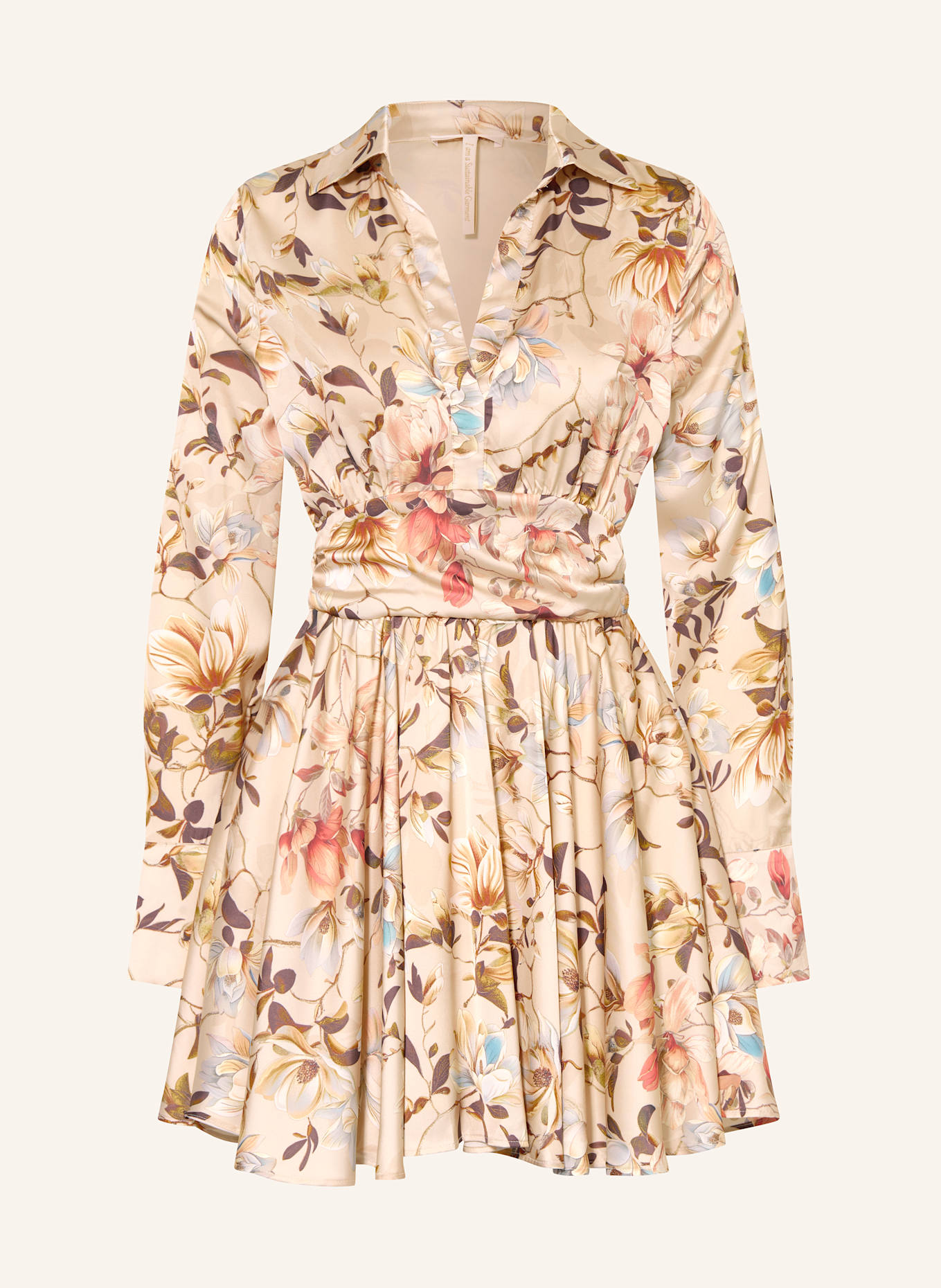 GUESS Satinkleid: CREME / ROT / HELLBLAU