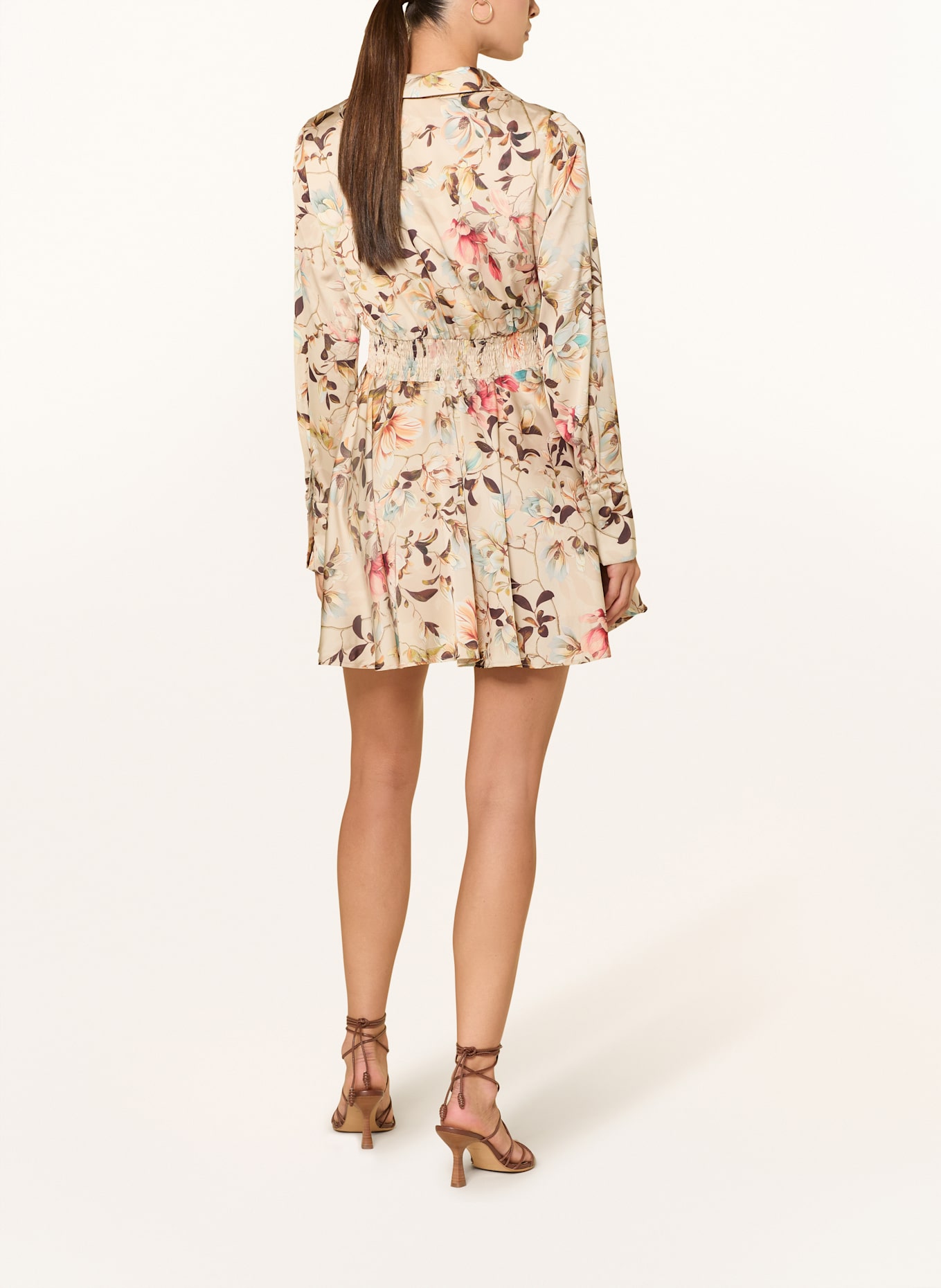 GUESS Satinkleid: CREME / ROT / HELLBLAU