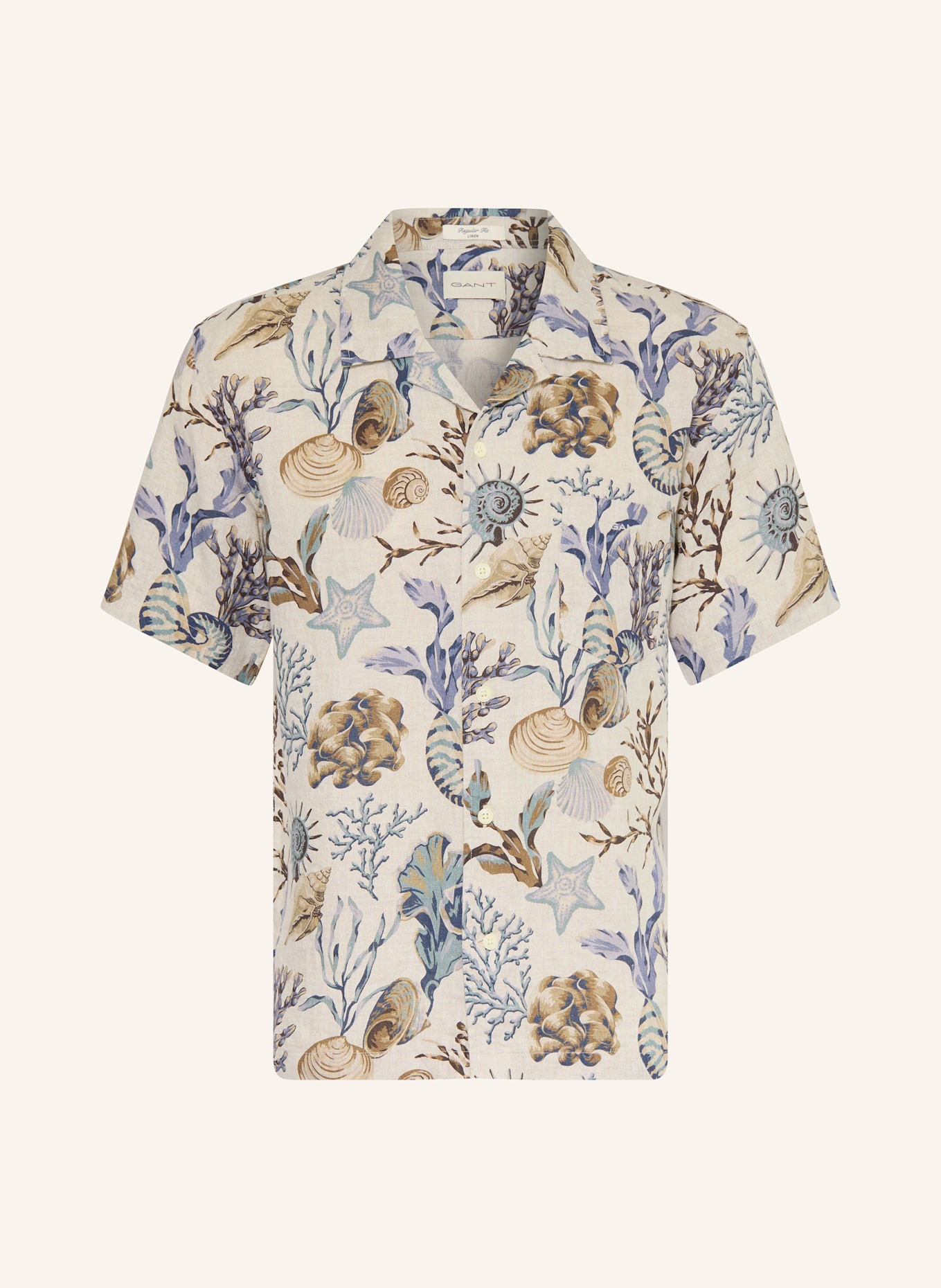 GANT Ressorthemd Regular Fit aus Leinen: BLAU / BRAUN