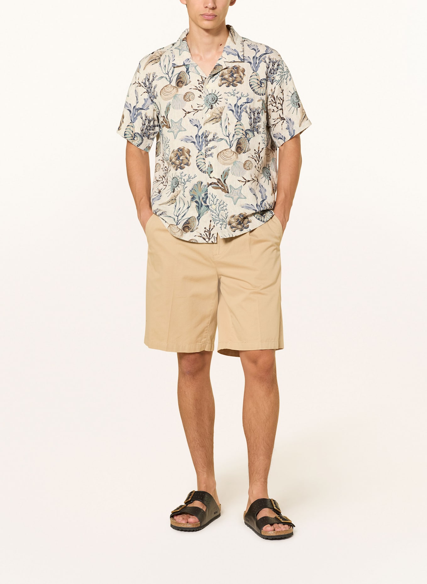 GANT Ressorthemd Regular Fit aus Leinen: BLAU / BRAUN