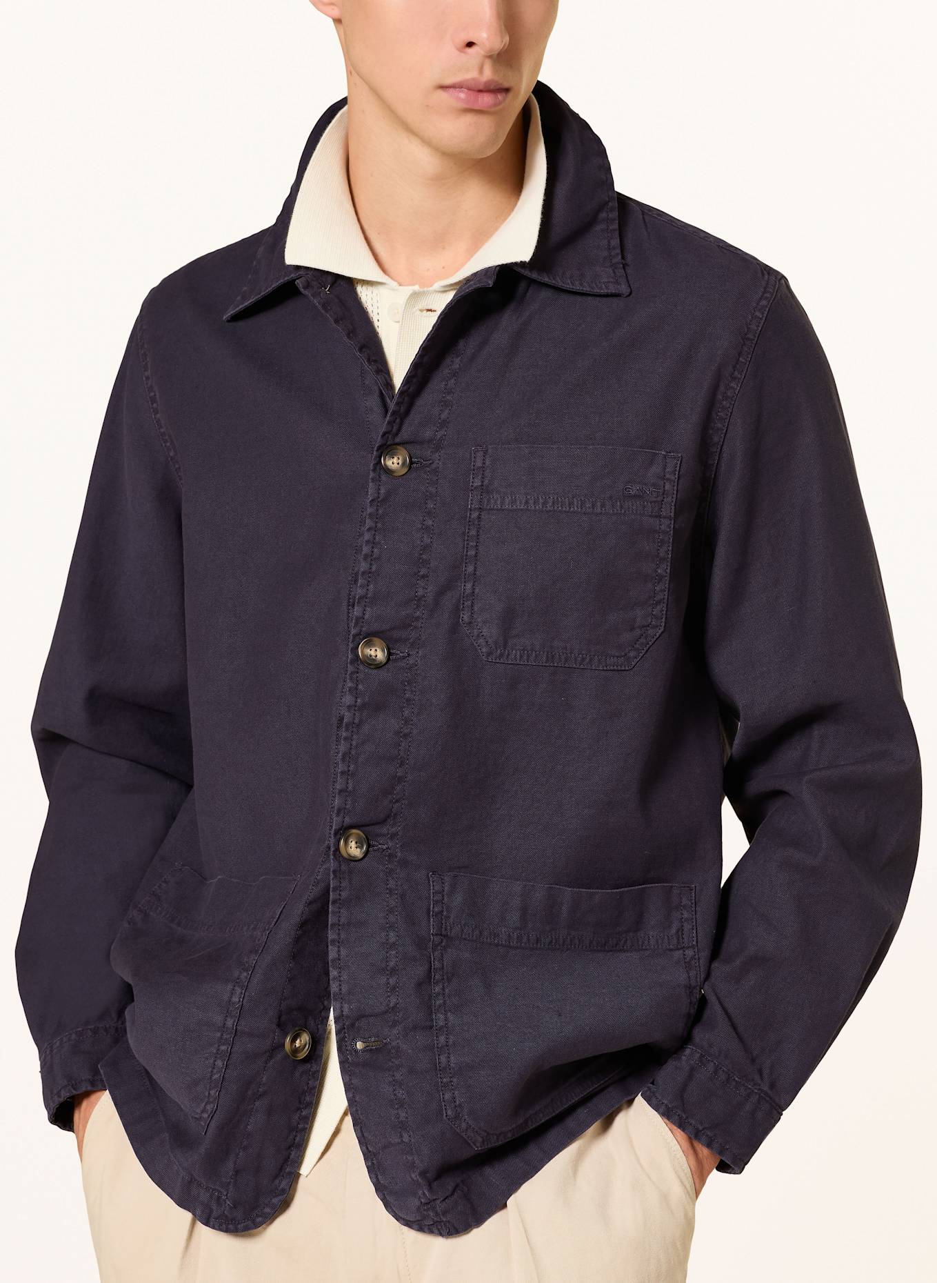 GANT Surchemise en lin: BLEU FONCÉ