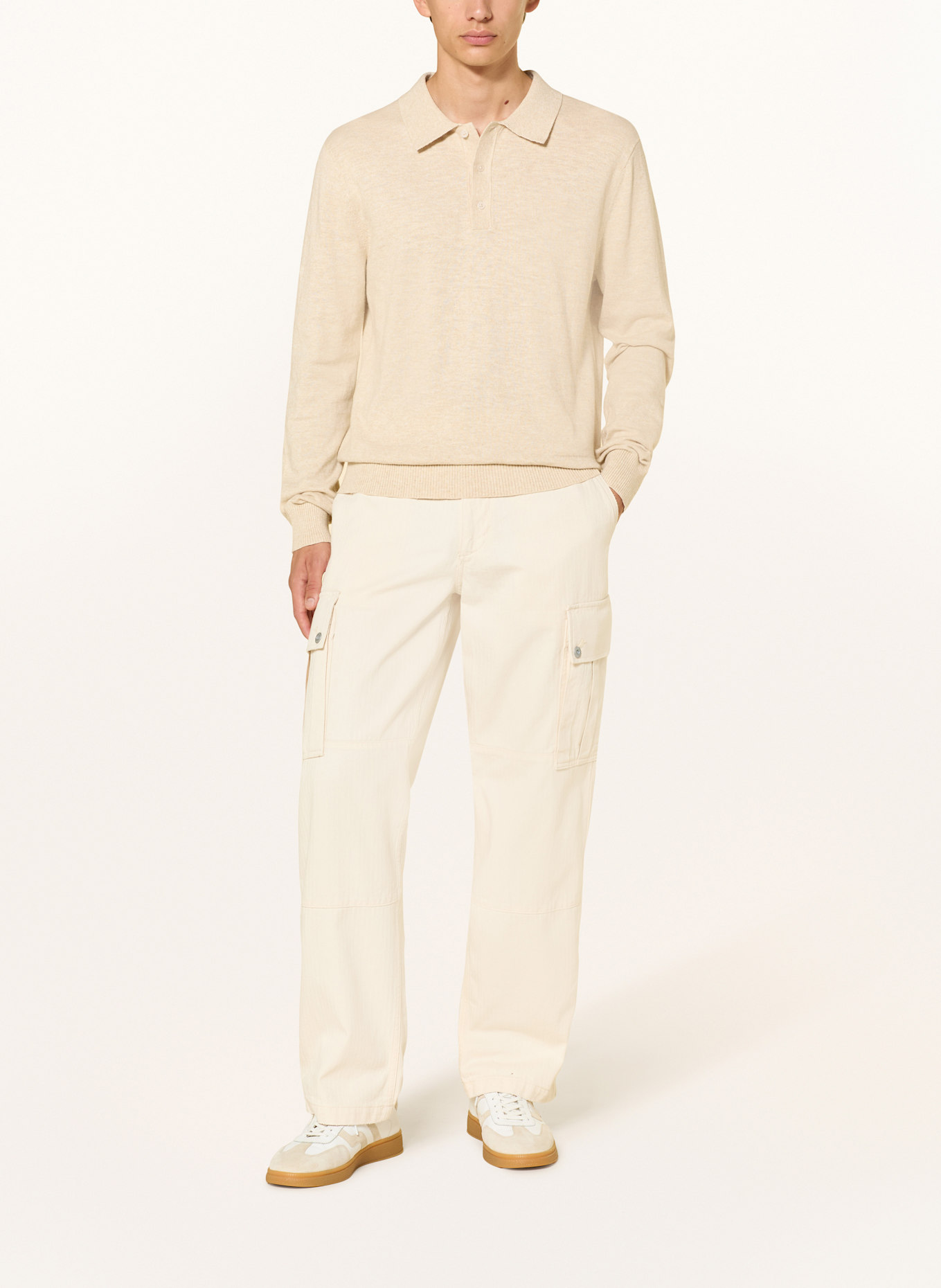 GANT Strick-Poloshirt mit Leinen: CREME