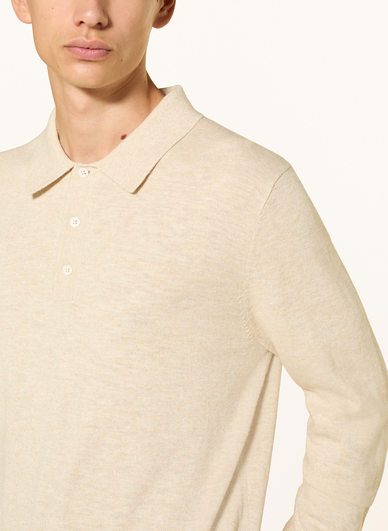 GANT Strick-Poloshirt mit Leinen: CREME