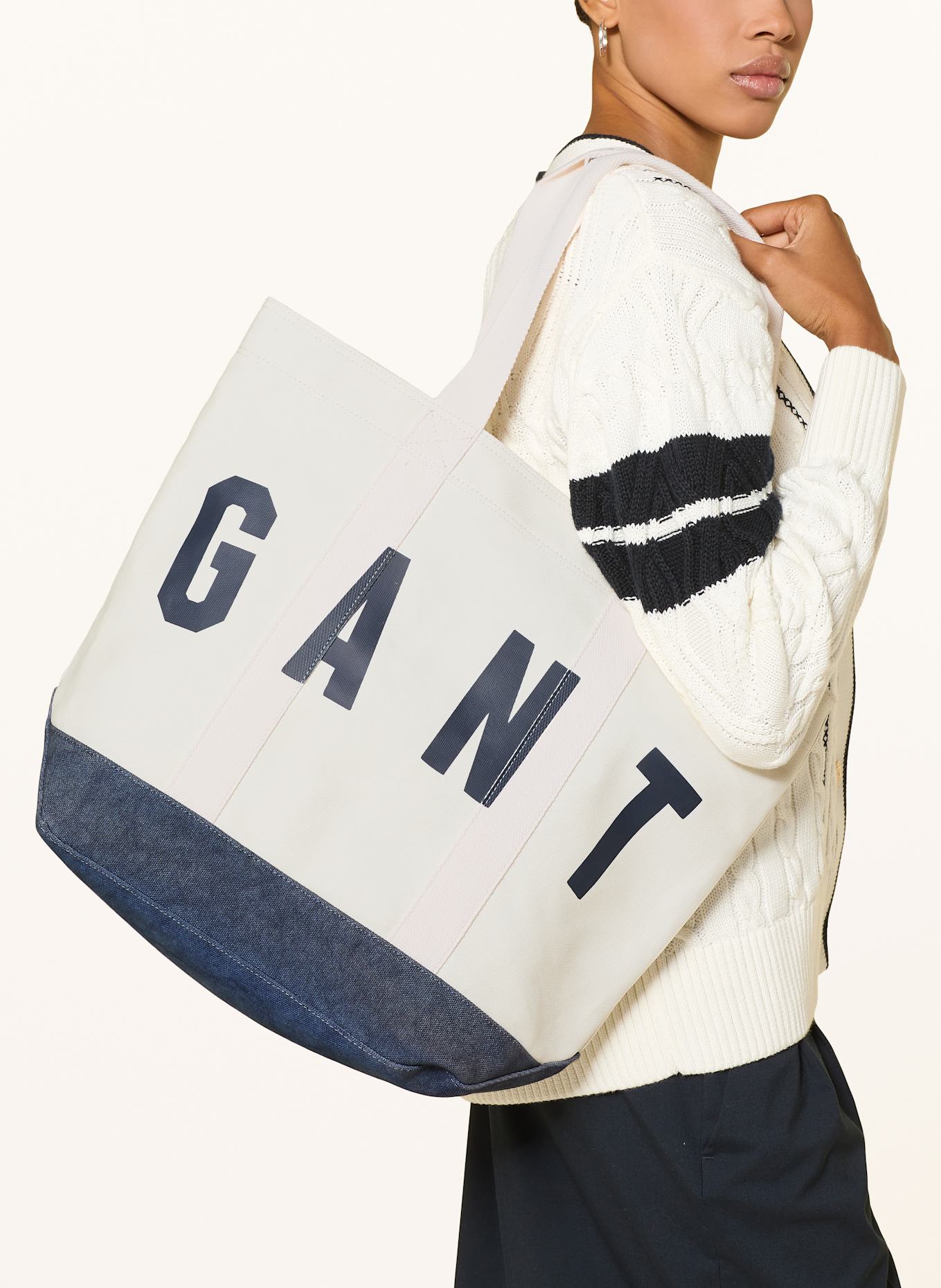 GANT Shopper: ECRU / DUNKELBLAU