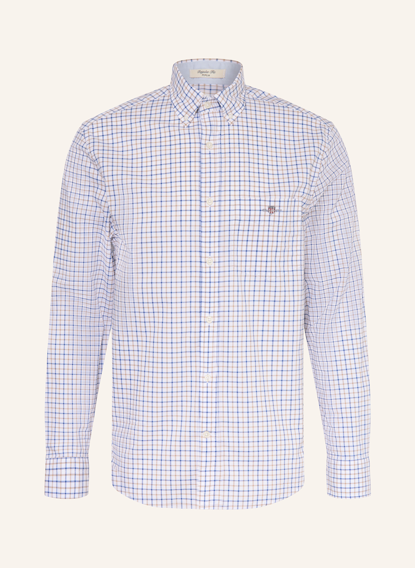 GANT Košile Regular Fit: BÉŽOVÁ / MODRÁ / BÍLÁ