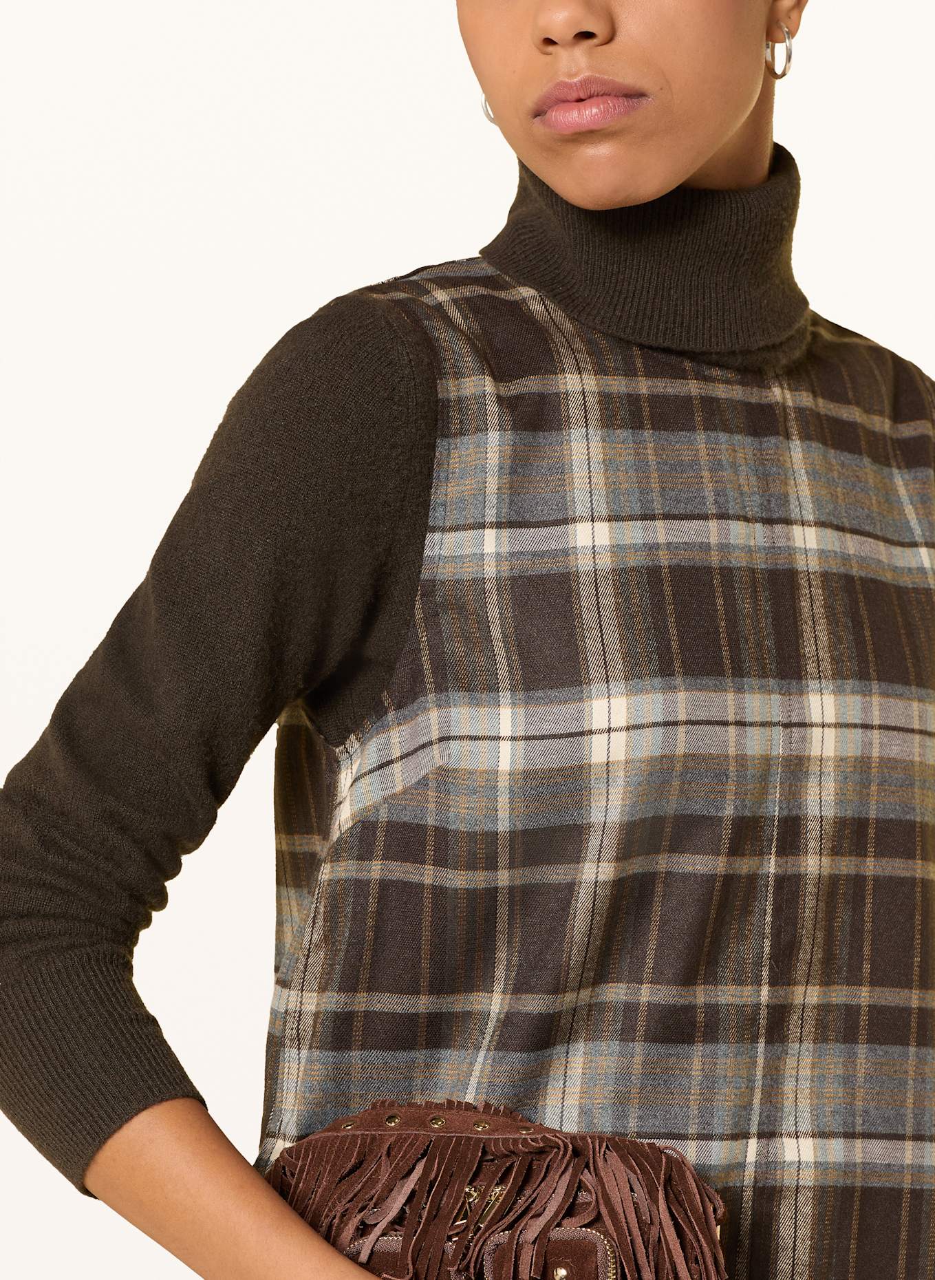 NEO NOIR Kleid SPIN: DUNKELBRAUN / ECRU / HELLORANGE