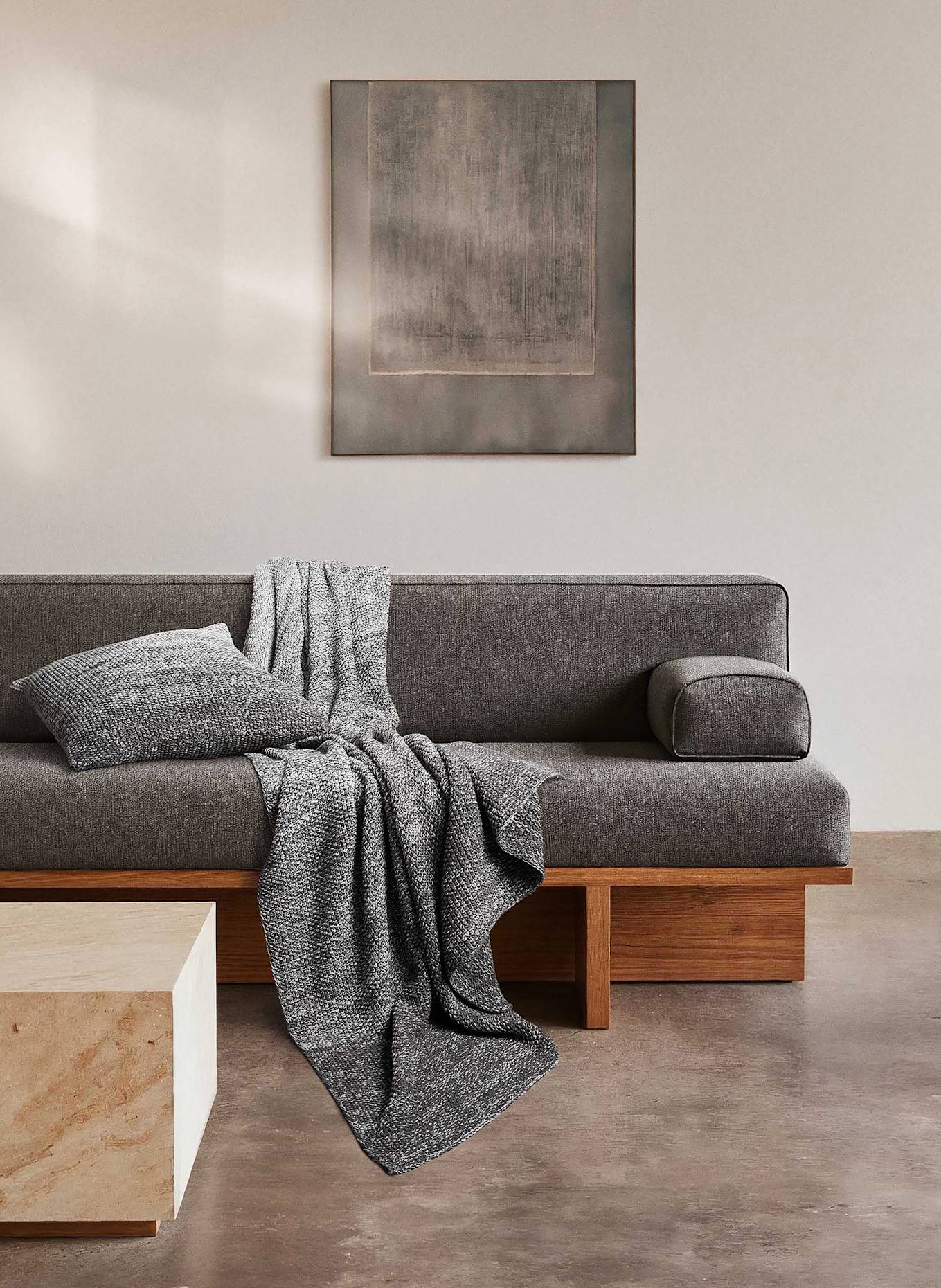 Marc O'Polo Dekoracyjna poduszka NORDIC KNIT: CZIEMNOSZARY / BIAŁY