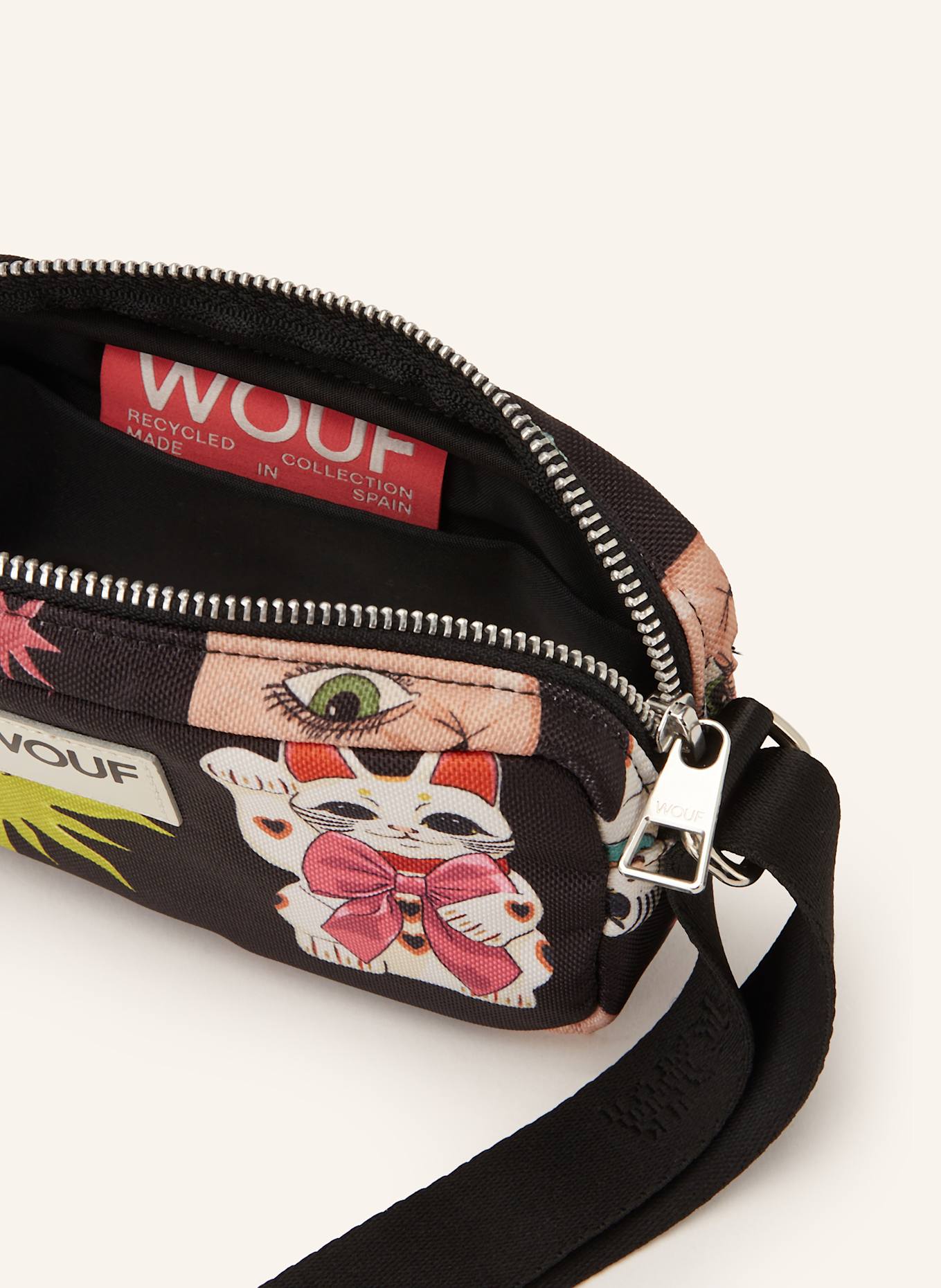 WOUF Umhängetasche FORTUNA MINI: SCHWARZ / GRÜN / PINK