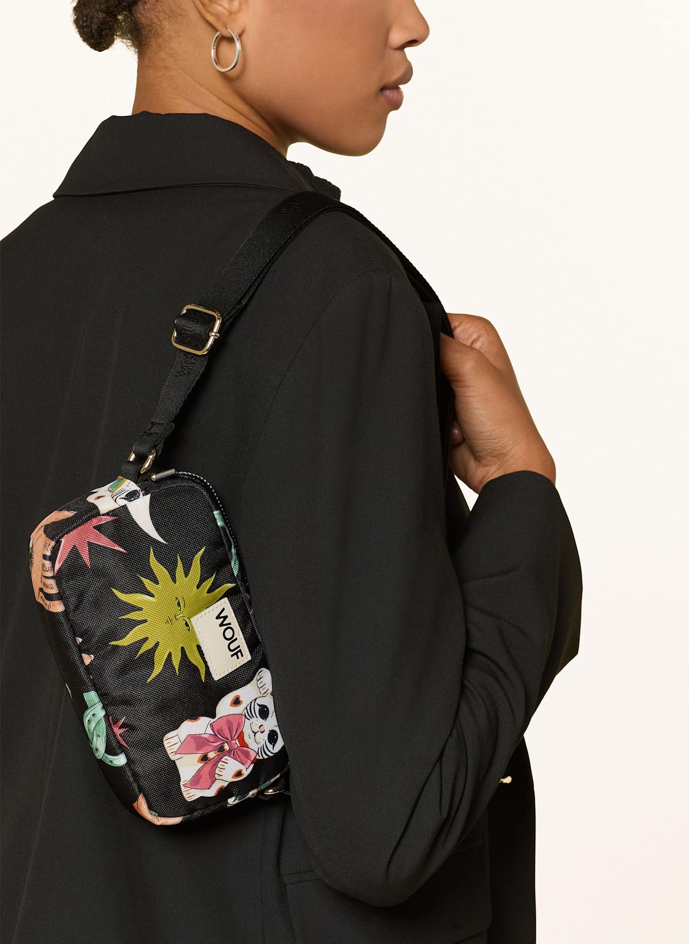 WOUF Umhängetasche FORTUNA MINI: SCHWARZ / GRÜN / PINK