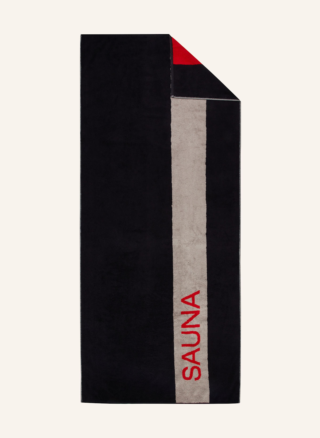 Cawö Serviette de sauna SAUNA: NOIR / GRIS / ROUGE