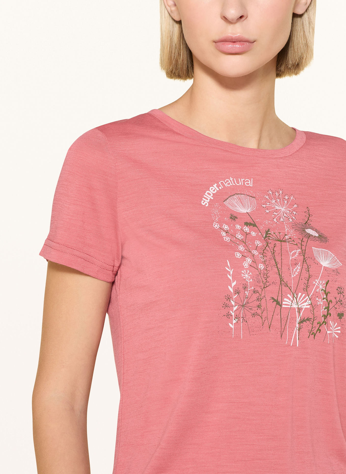 super.natural Funktionsshirt ROCK FLOWERS mit Merinowolle: FUCHSIA