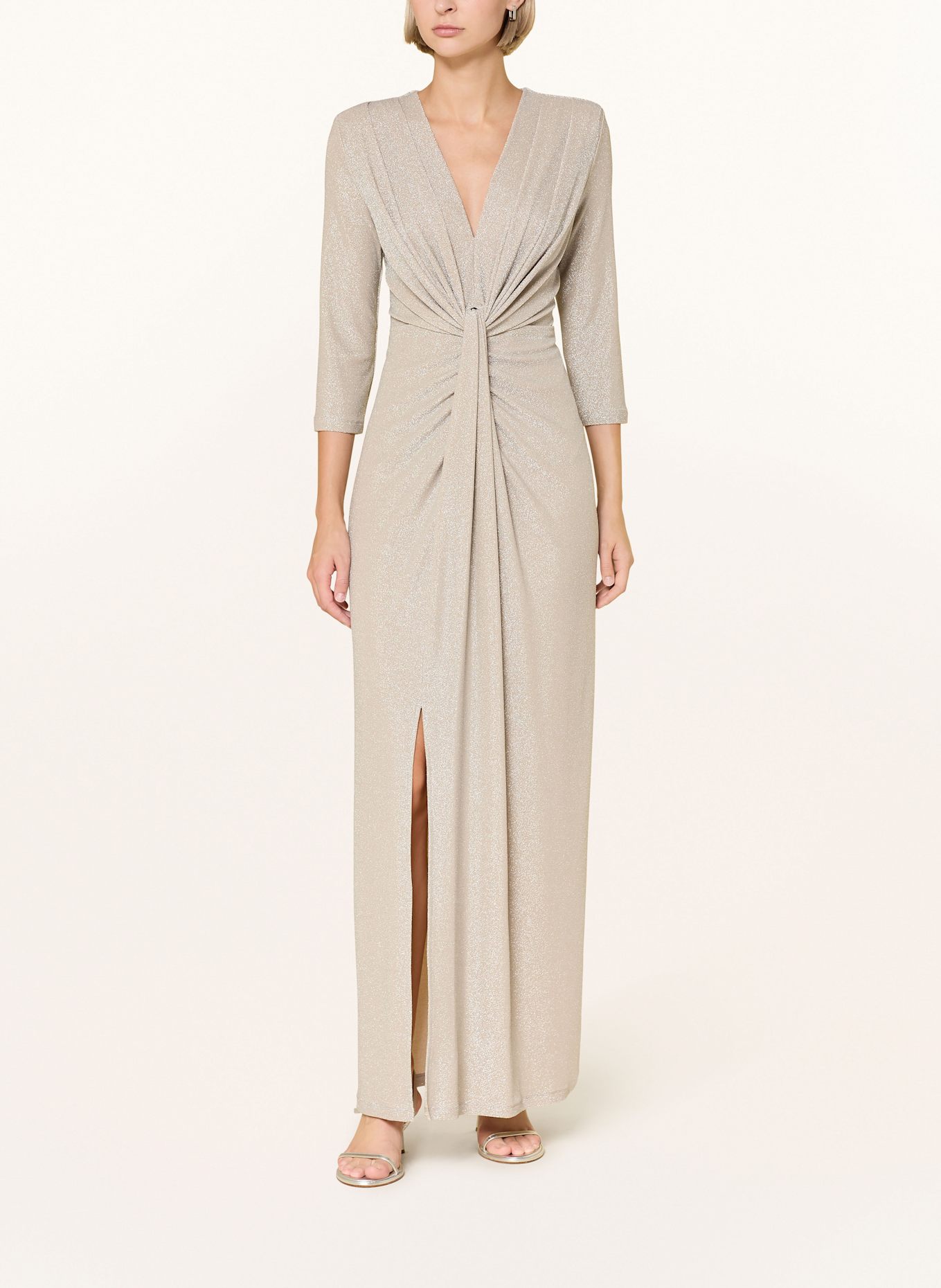 Joseph Ribkoff SIGNATURE Sukienka wieczorowa z błyszczącą przędzą: BIAŁOZŁOTY