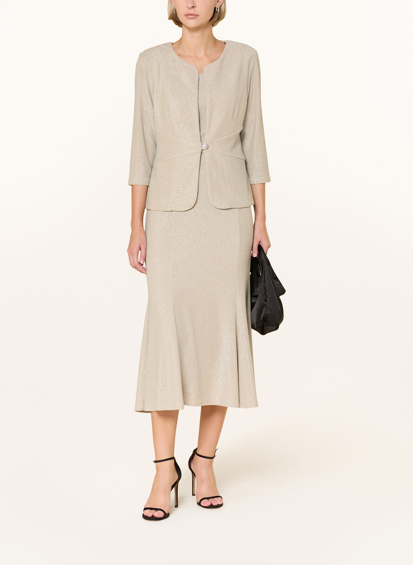 Joseph Ribkoff SIGNATURE Zestaw: Blezer i top z ozdobnymi kamykami: BIAŁOZŁOTY