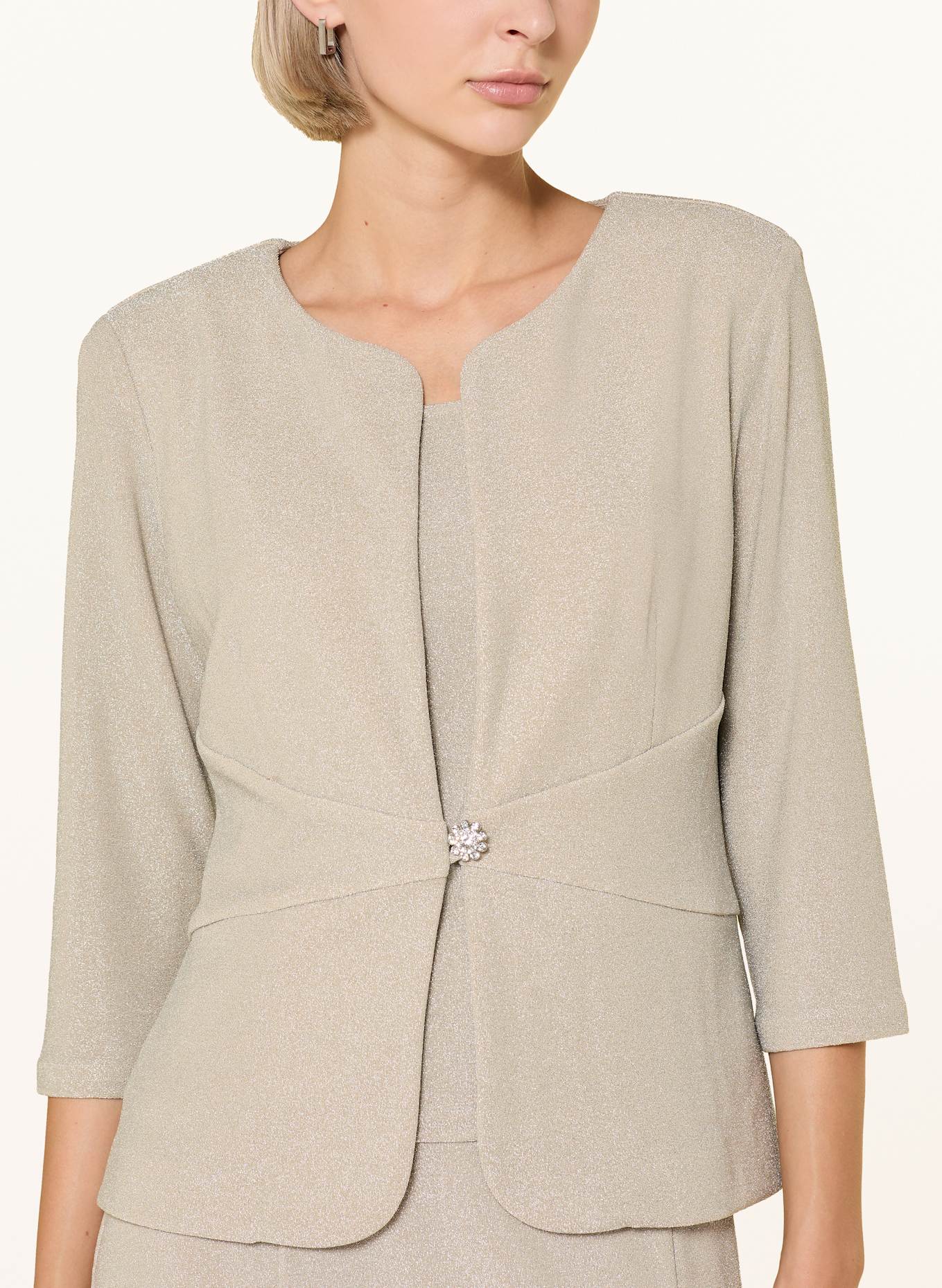 Joseph Ribkoff SIGNATURE Zestaw: Blezer i top z ozdobnymi kamykami: BIAŁOZŁOTY