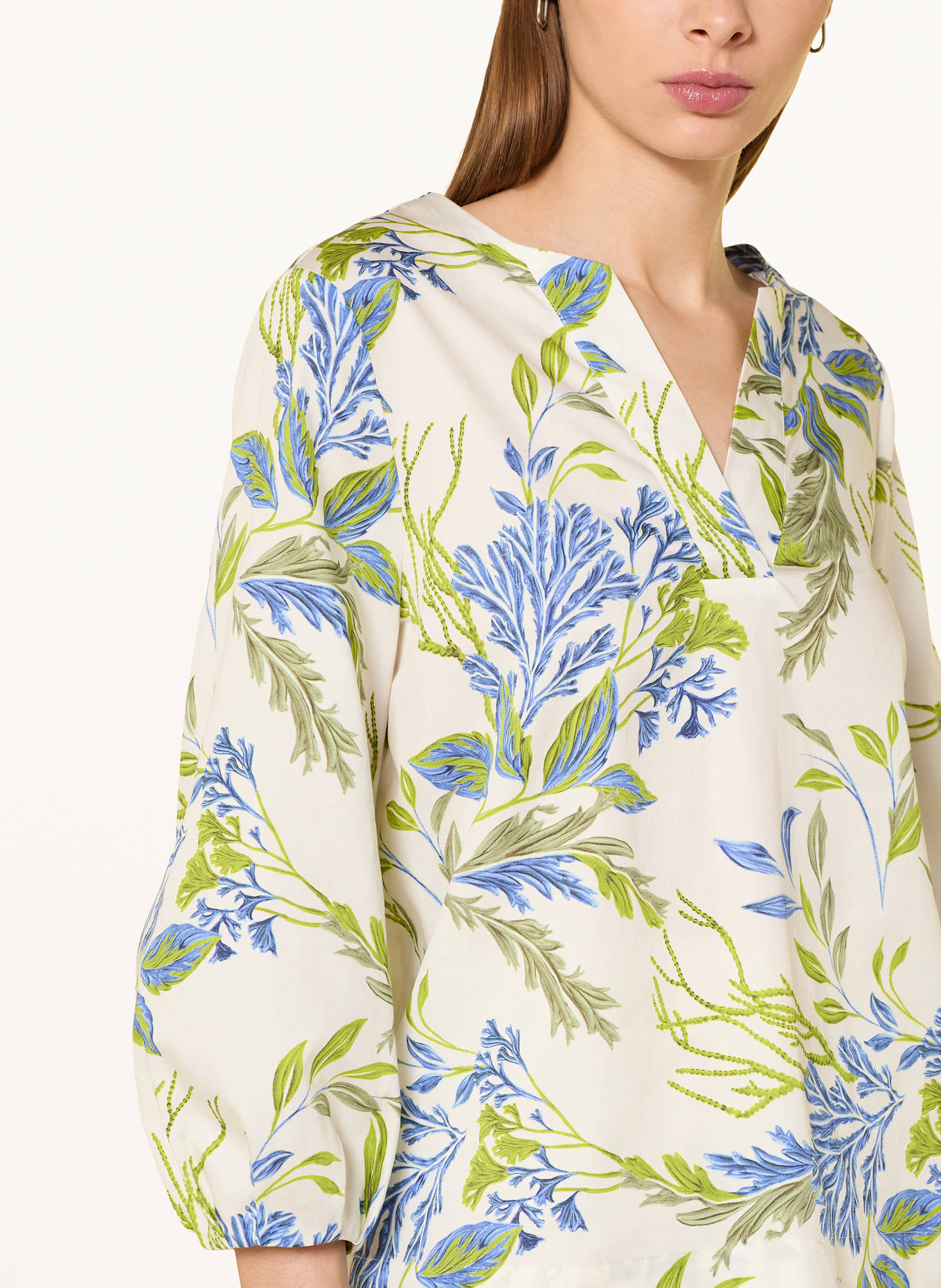ETERNA Blusenshirt mit 3/4-Arm: ECRU / GRÜN / BLAU