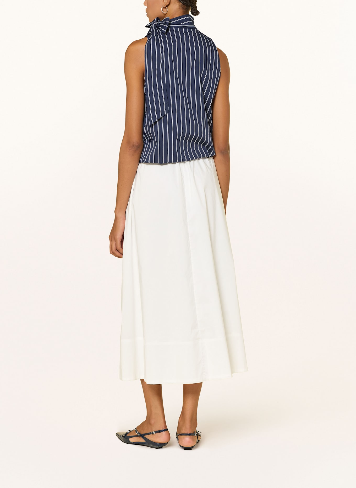 NEO NOIR Blusentop VEDA: DUNKELBLAU / WEISS