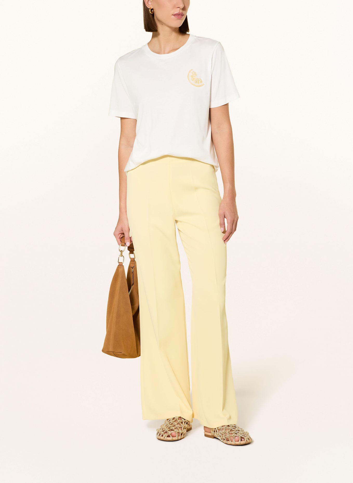 MARC AUREL T-Shirt mit Schmuckperlen: GELB