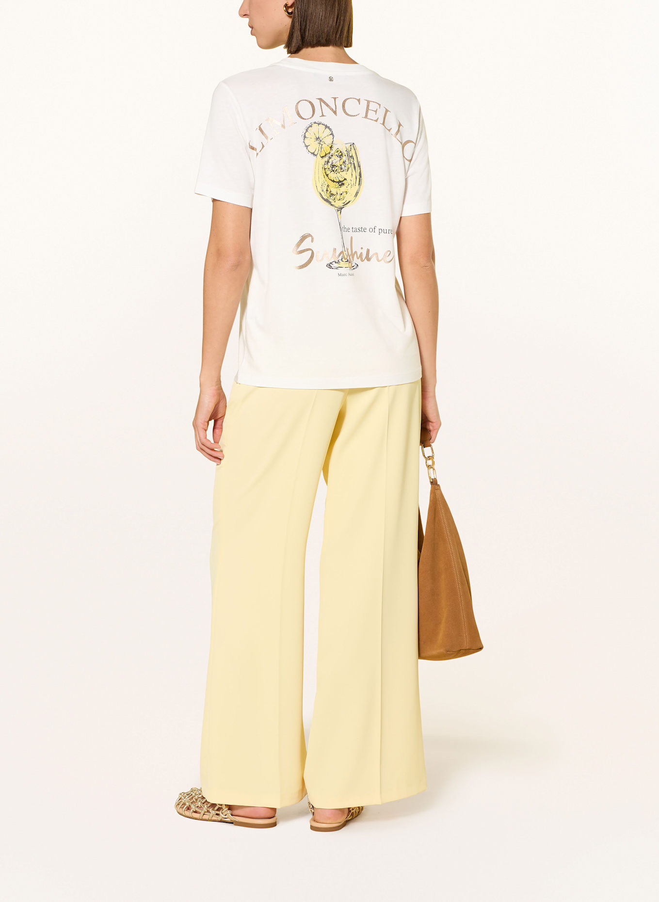 MARC AUREL T-Shirt mit Schmuckperlen: GELB