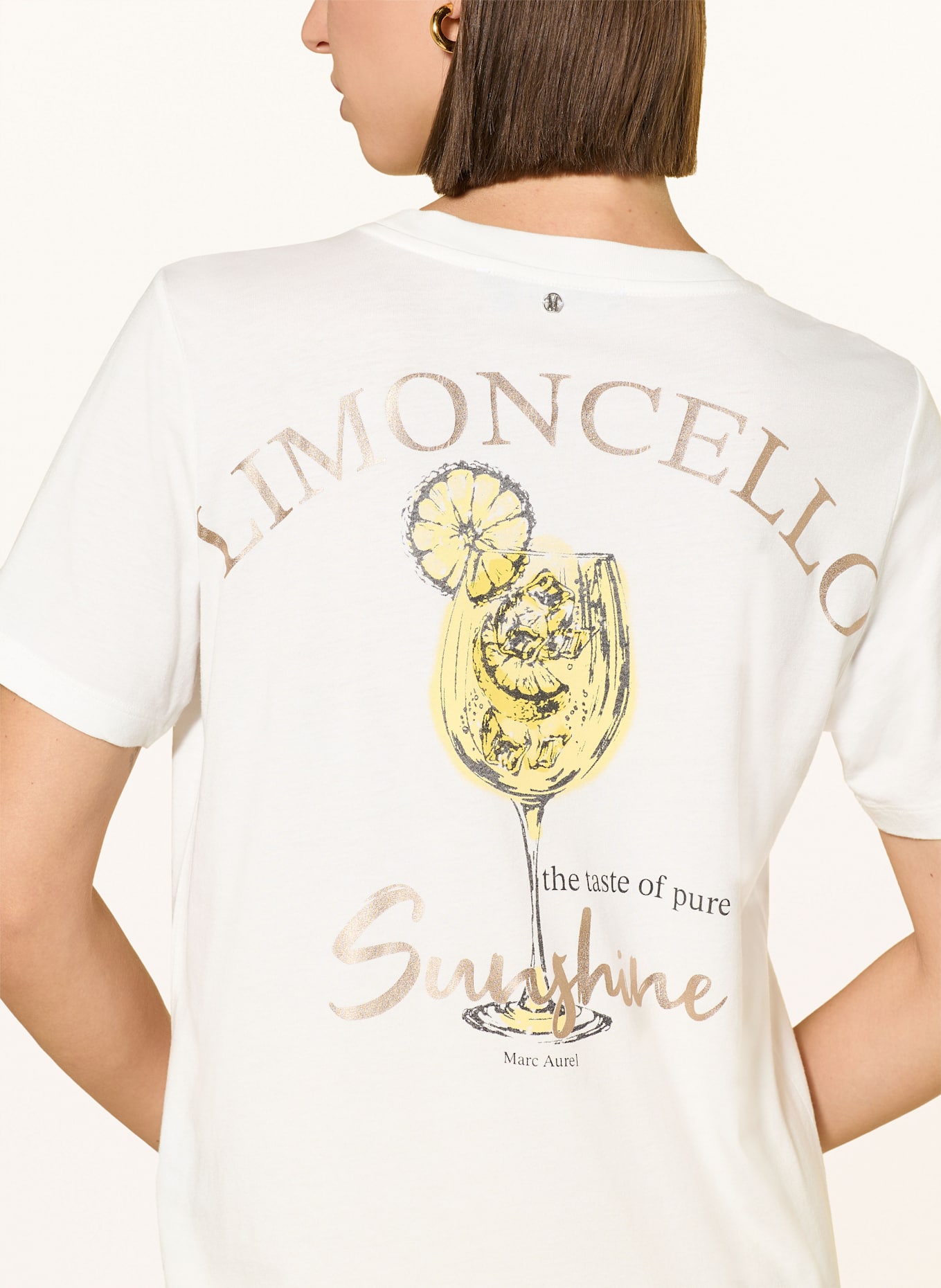 MARC AUREL T-Shirt mit Schmuckperlen: GELB