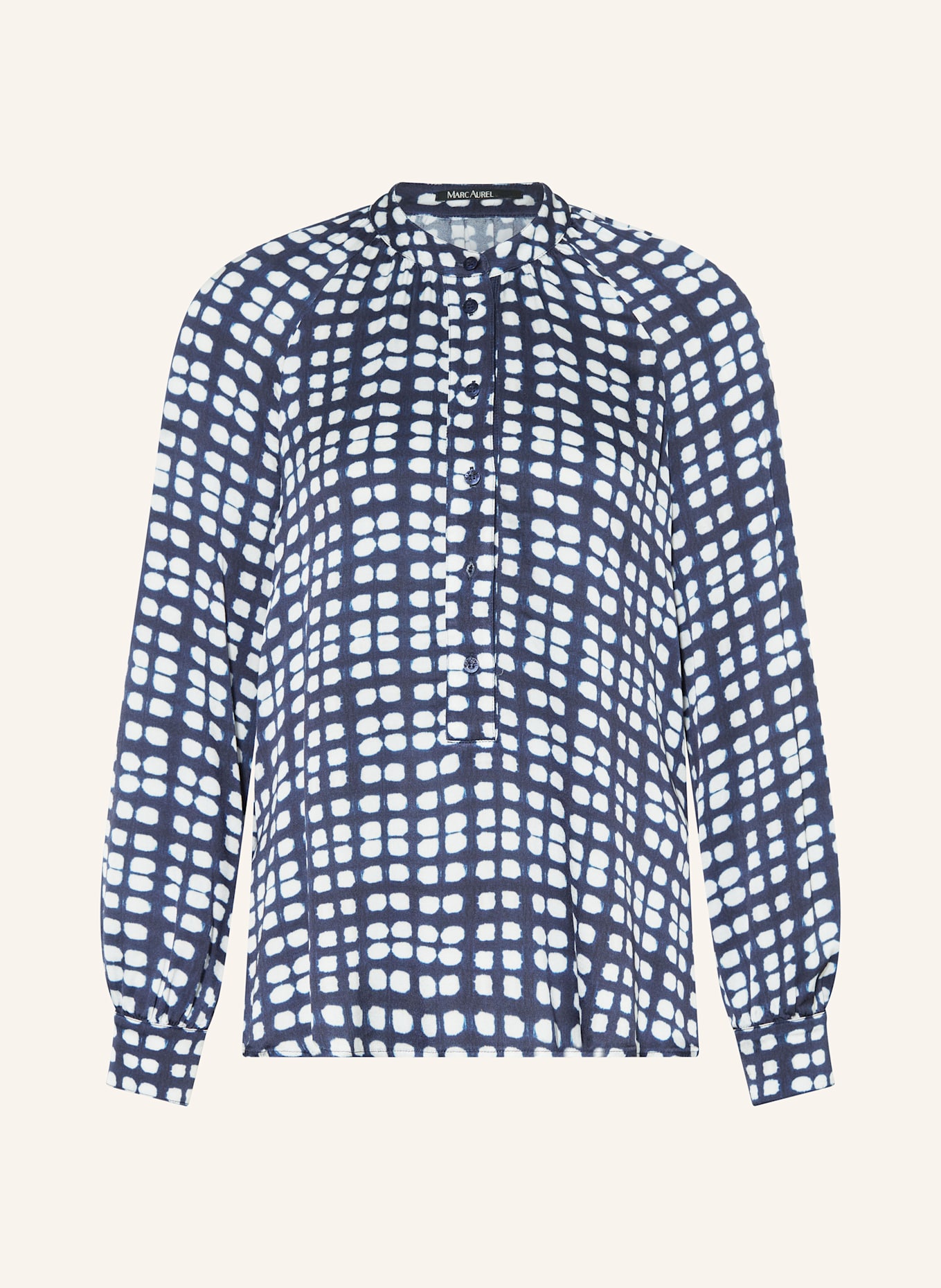 MARC AUREL Blusenshirt: DUNKELBLAU / WEISS