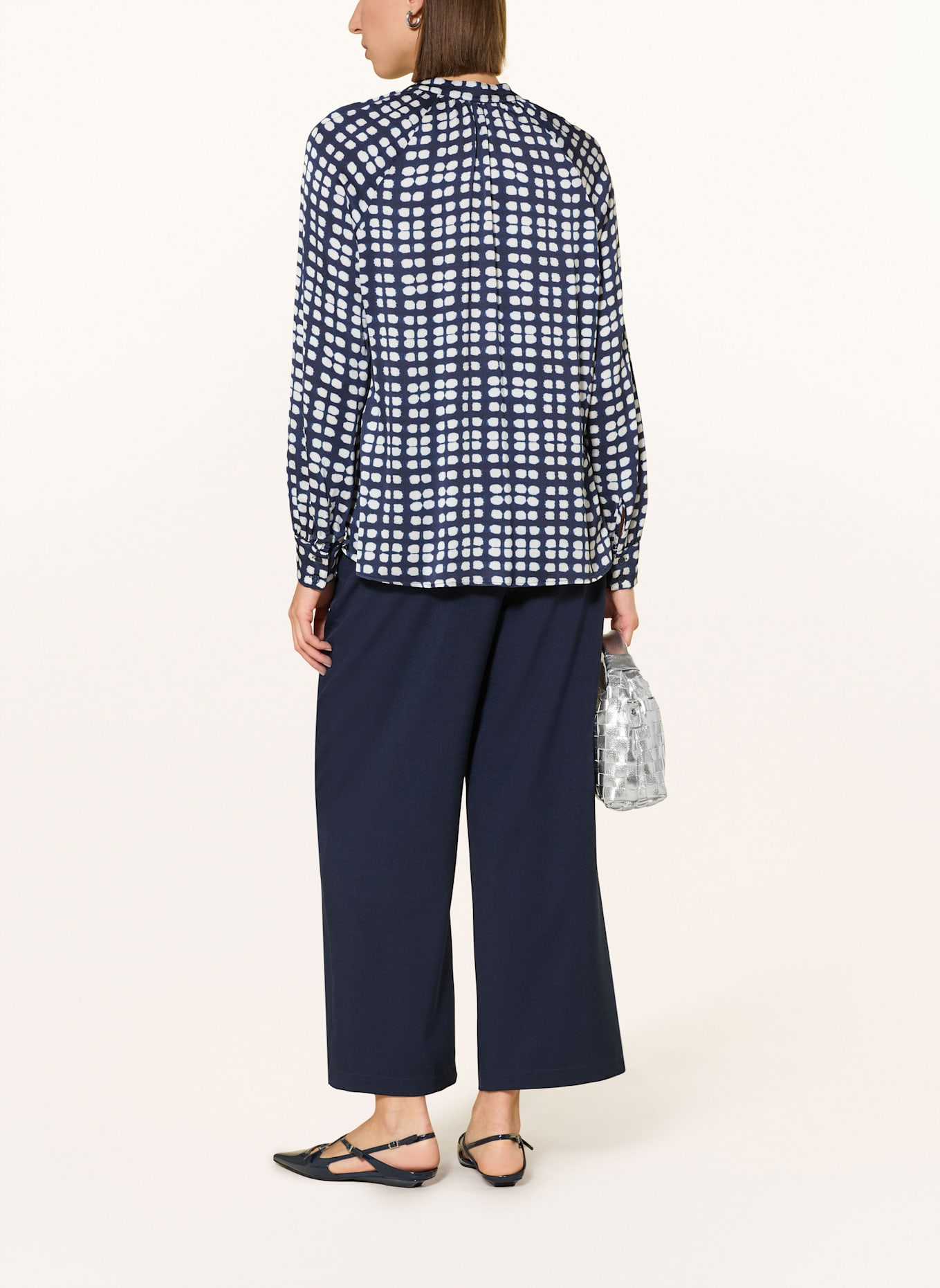 MARC AUREL Blusenshirt: DUNKELBLAU / WEISS