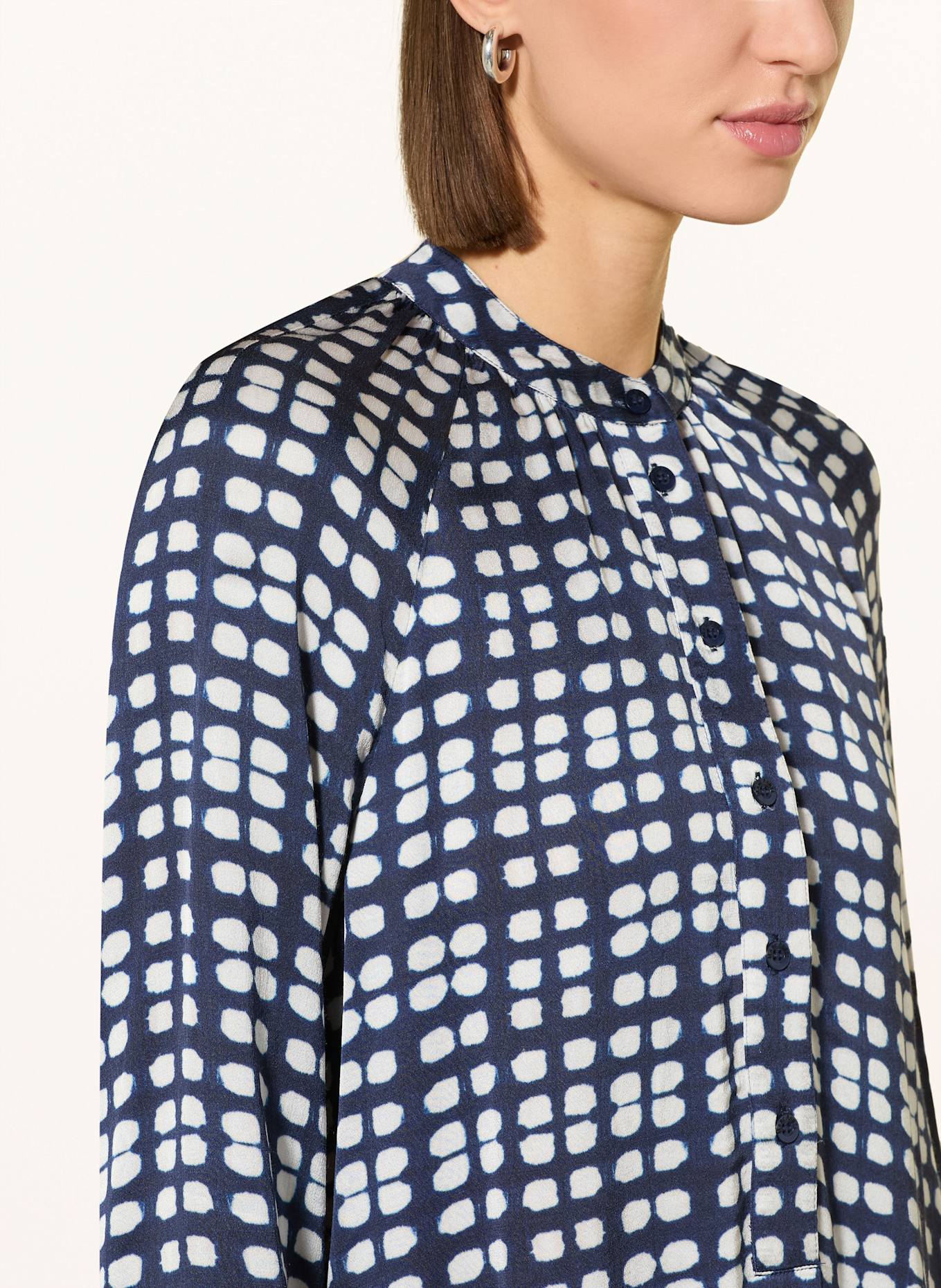 MARC AUREL Blusenshirt: DUNKELBLAU / WEISS