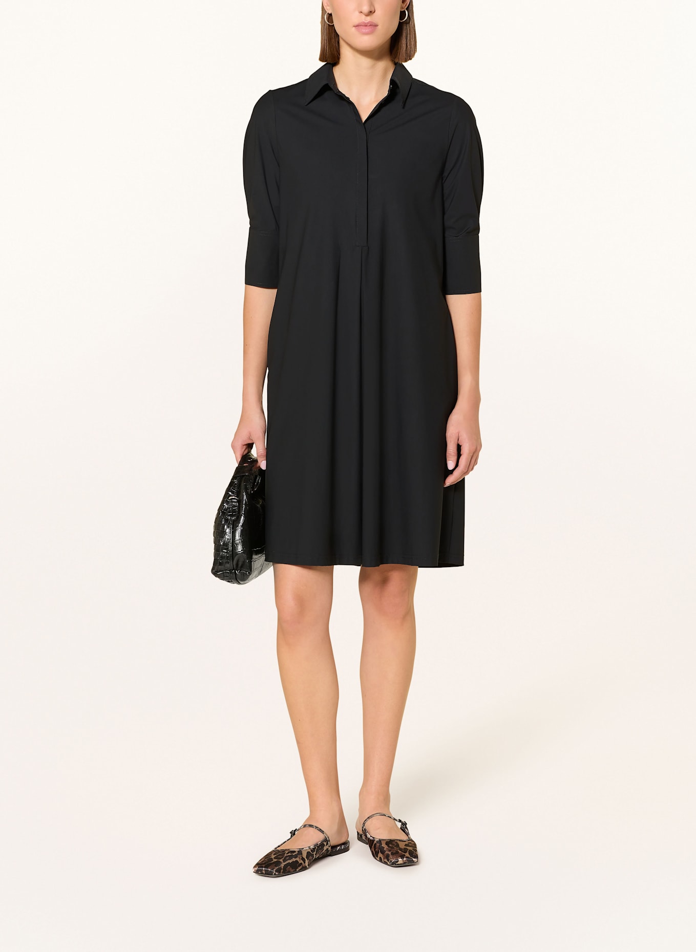MARC AUREL Jersey dress with 3/4 sleeves: BLACK