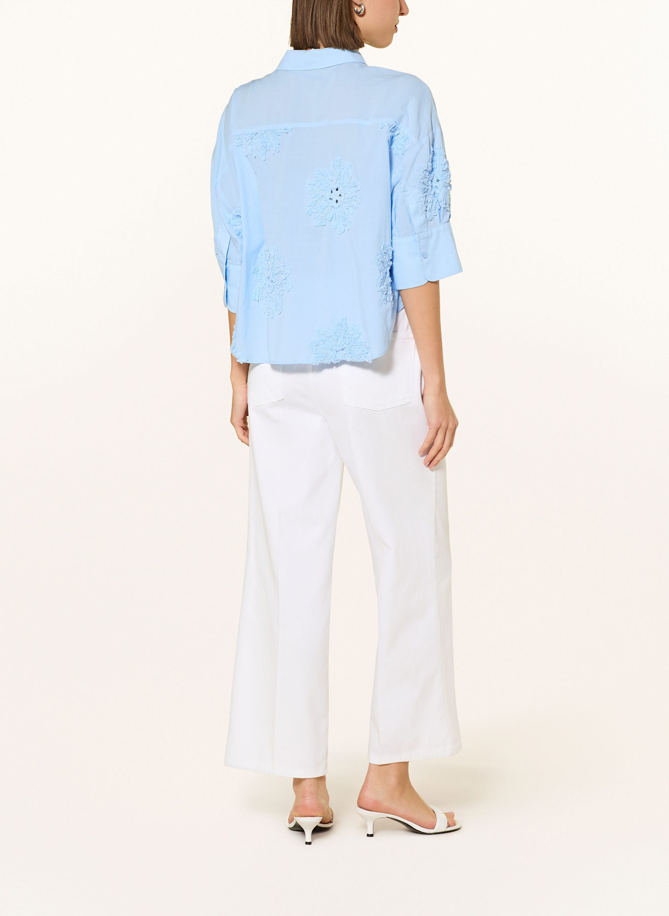 MARC AUREL Hemdbluse mit 3/4-Arm und Lochspitze: HELLBLAU