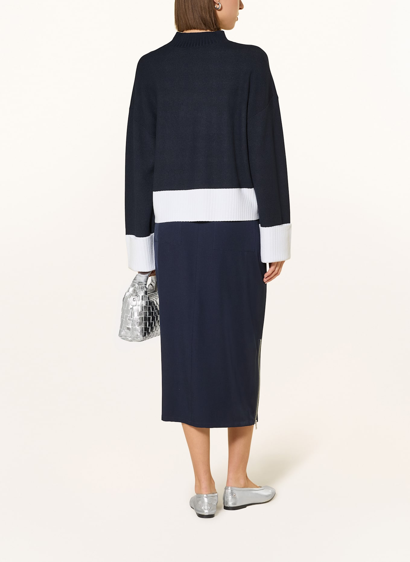 MARC AUREL Pullover: DUNKELBLAU / WEISS