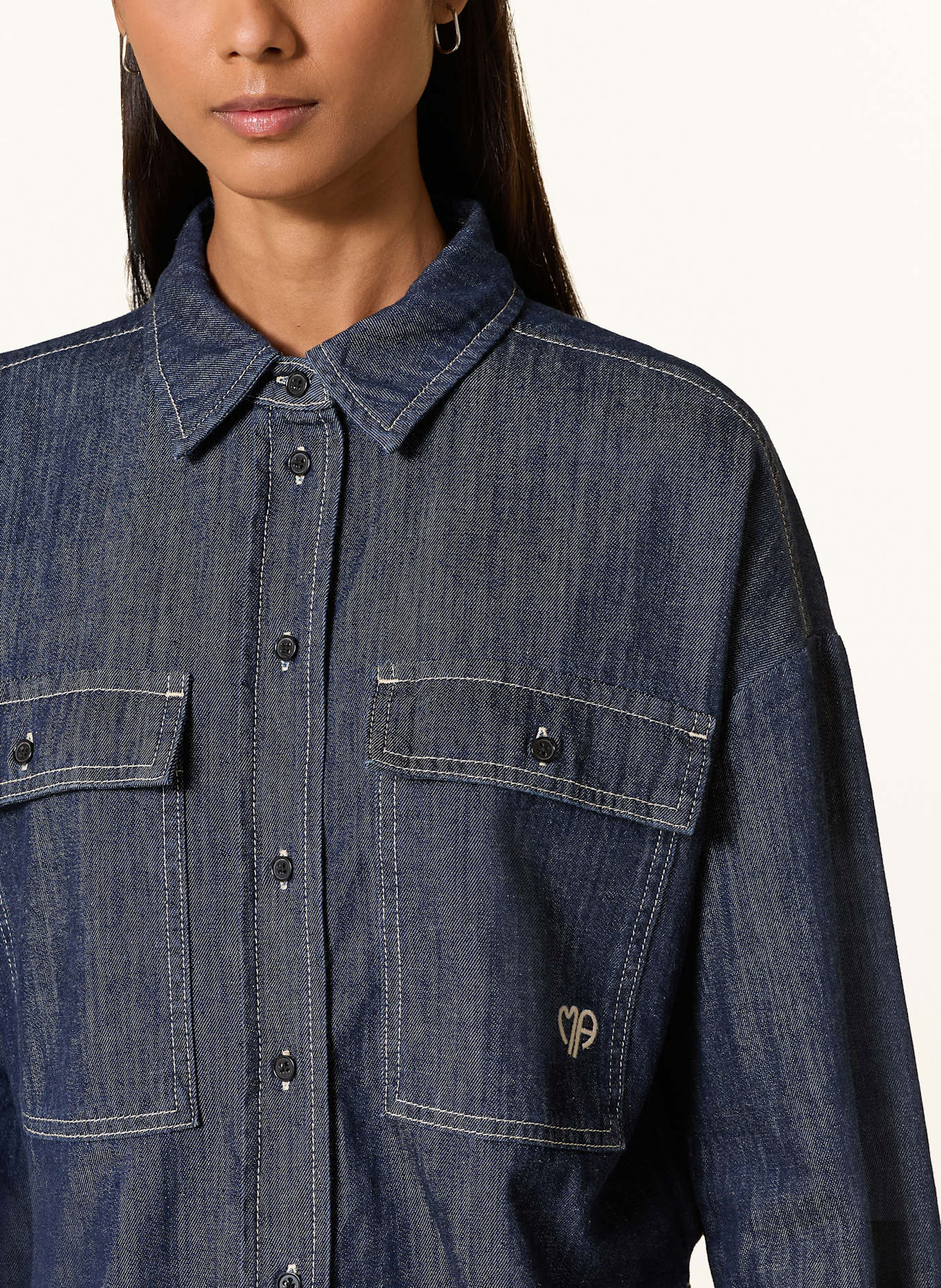 MARC AUREL Jeansbluse: DUNKELBLAU