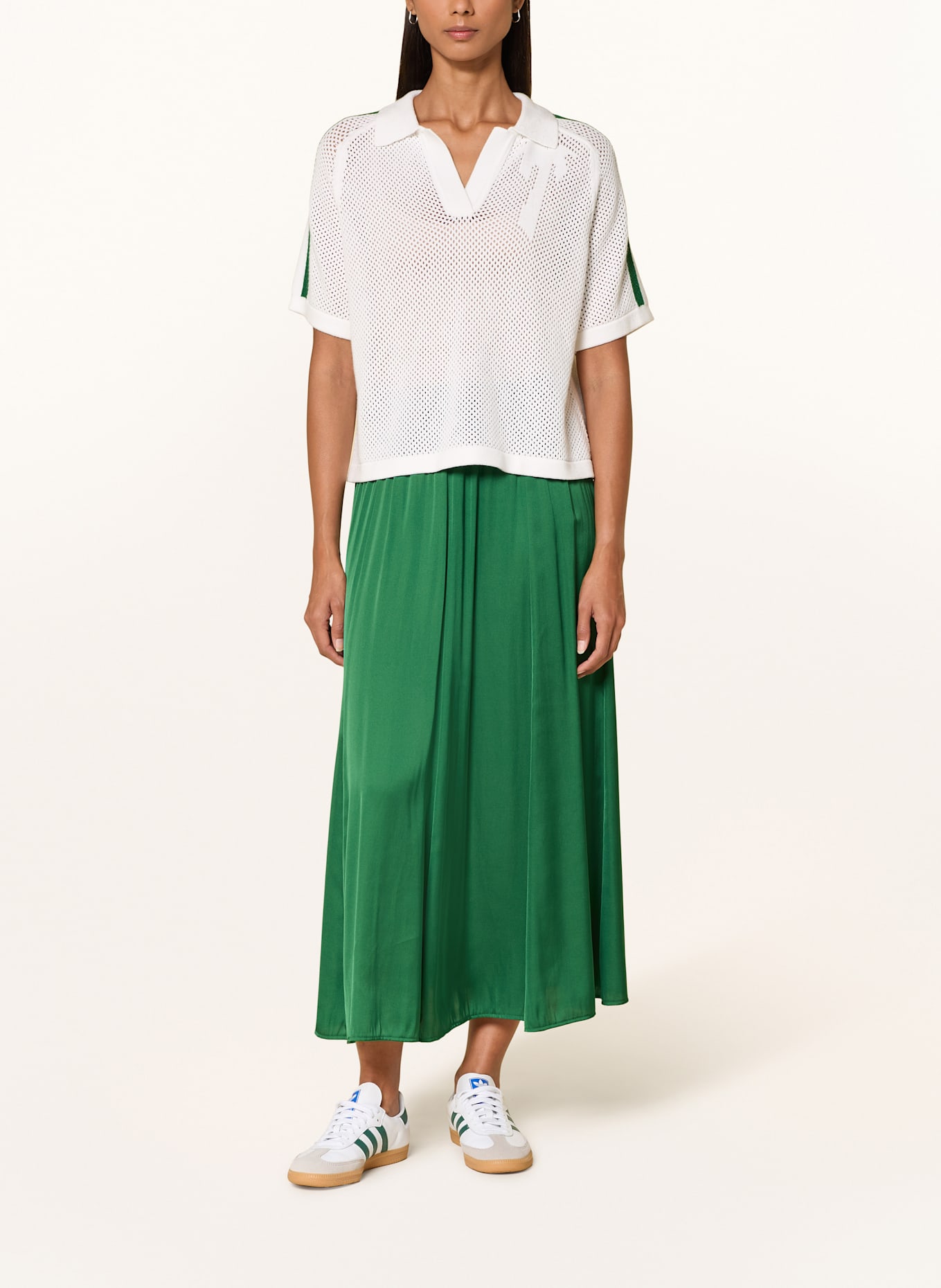 MARC AUREL Strick-Poloshirt mit Galonstreifen: WEISS