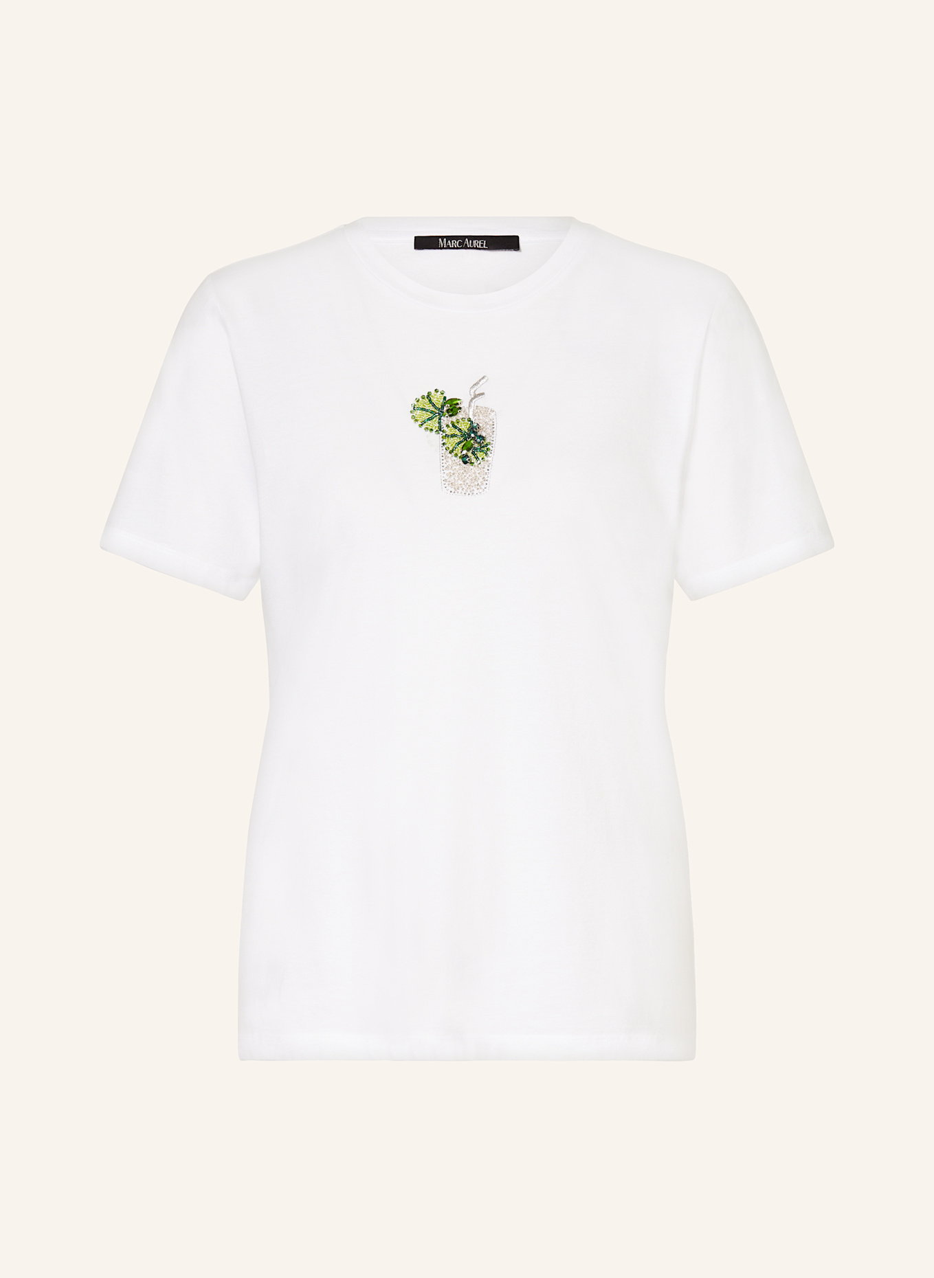 MARC AUREL T-Shirt mit Schmucksteinen: WEISS