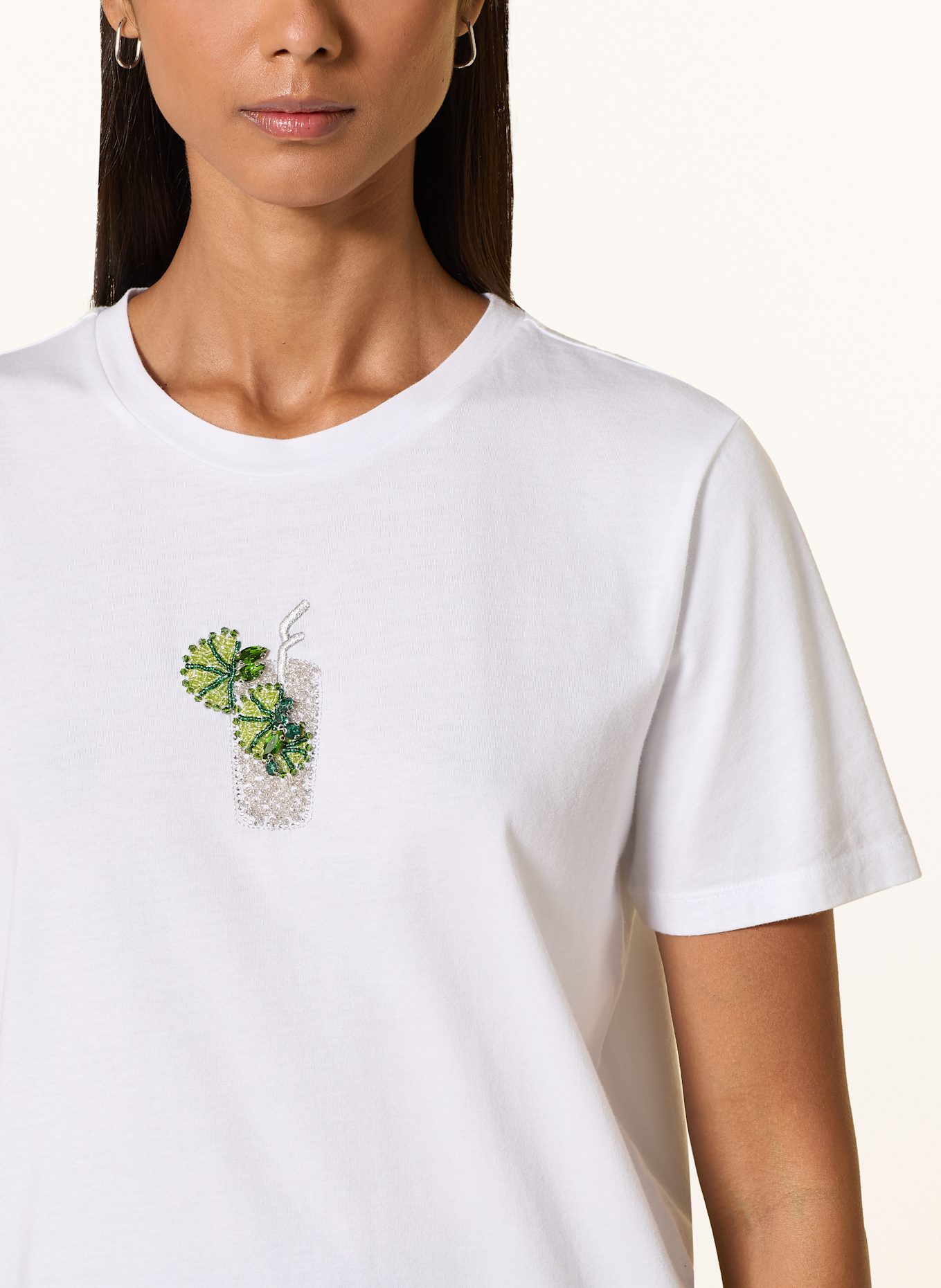 MARC AUREL T-Shirt mit Schmucksteinen: WEISS