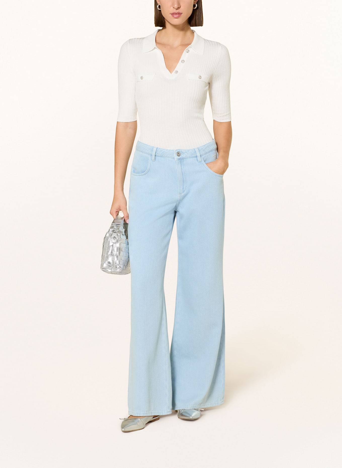 MARC AUREL Úpletová polokošile: BÍLÁ