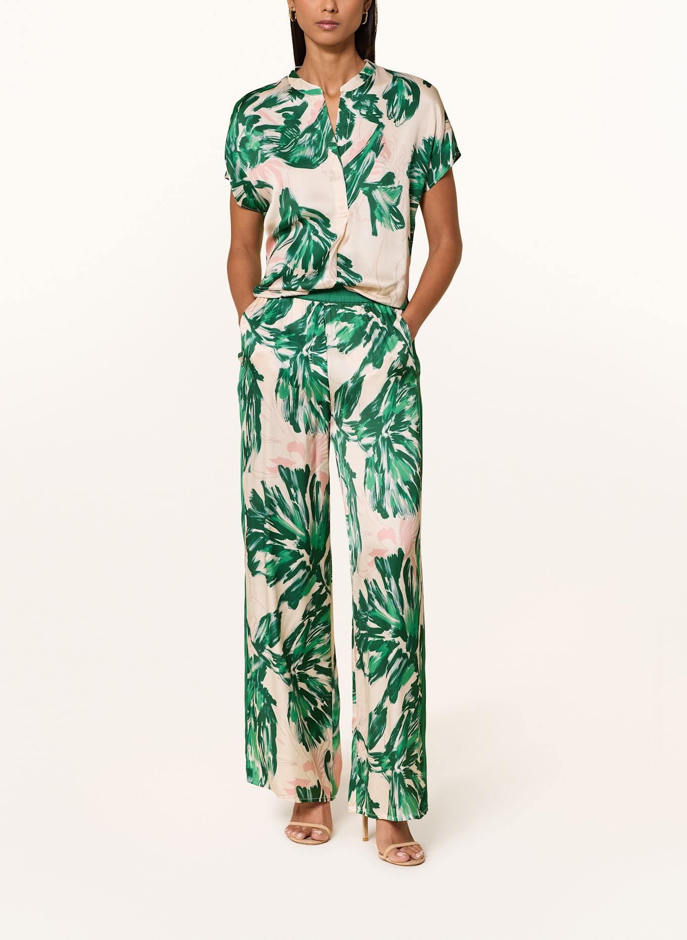 MARC AUREL Hose mit Galonstreifen: GRÜN / CREME