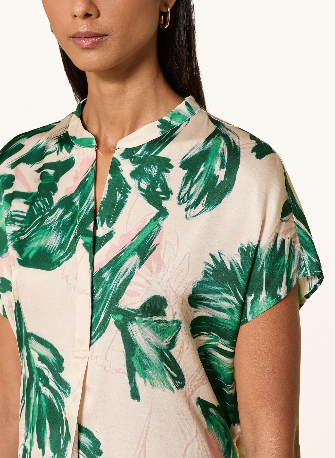 MARC AUREL Blusentop: CREME / GRÜN / HELLORANGE