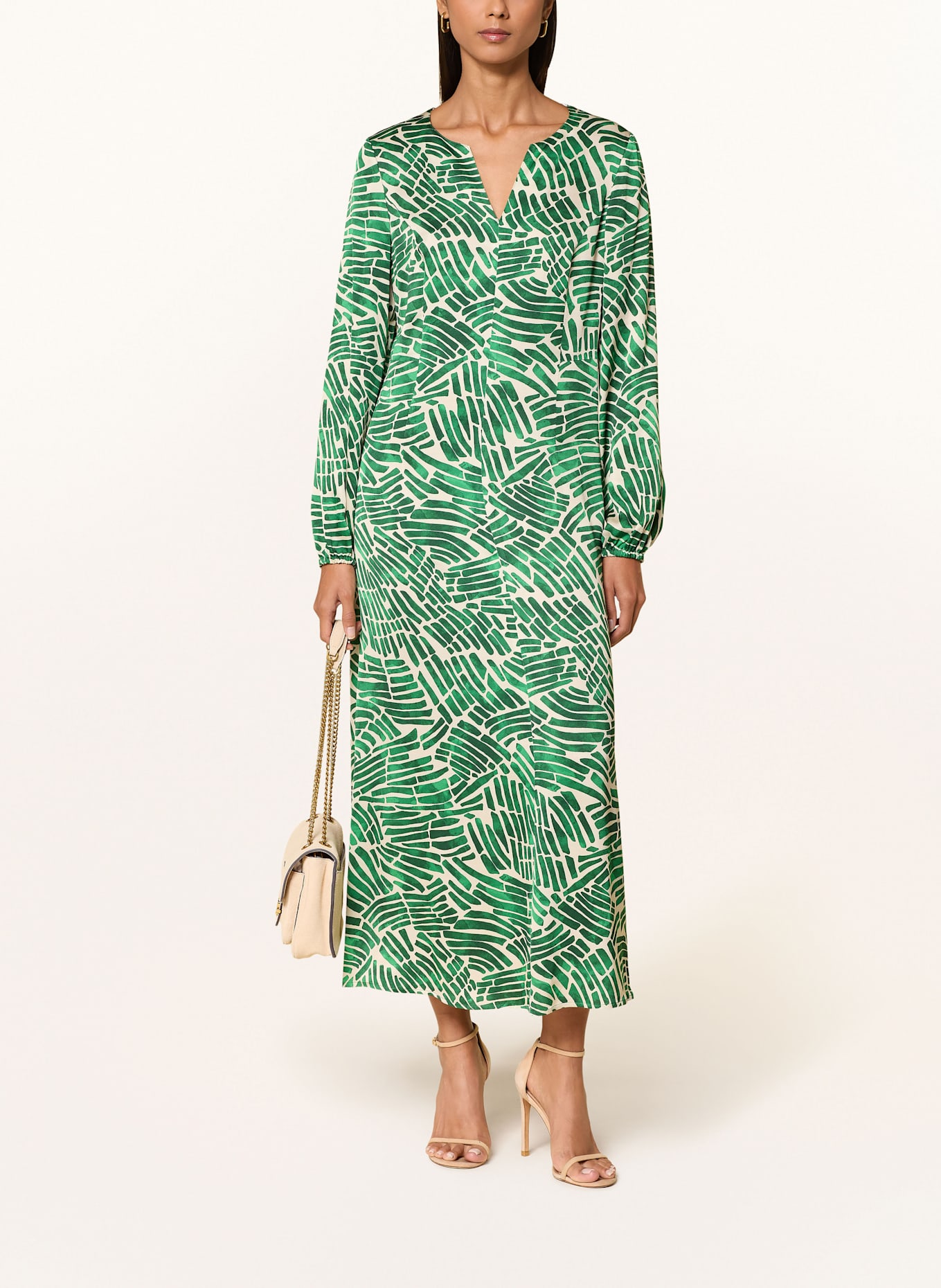 MARC AUREL Dress: GREEN / CREAM