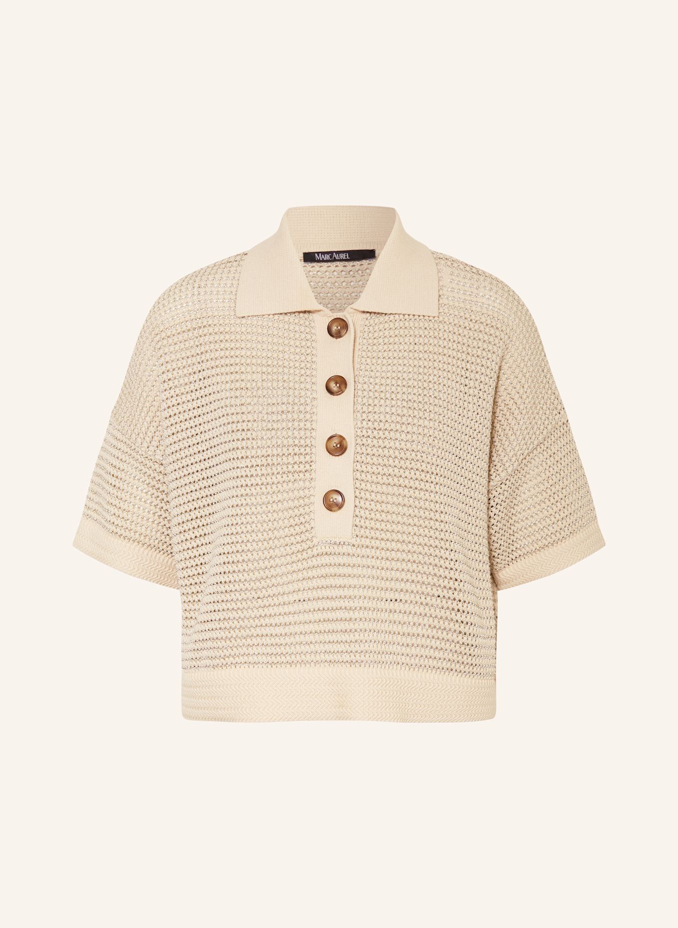MARC AUREL Strick-Poloshirt mit Glitzergarn: BEIGE