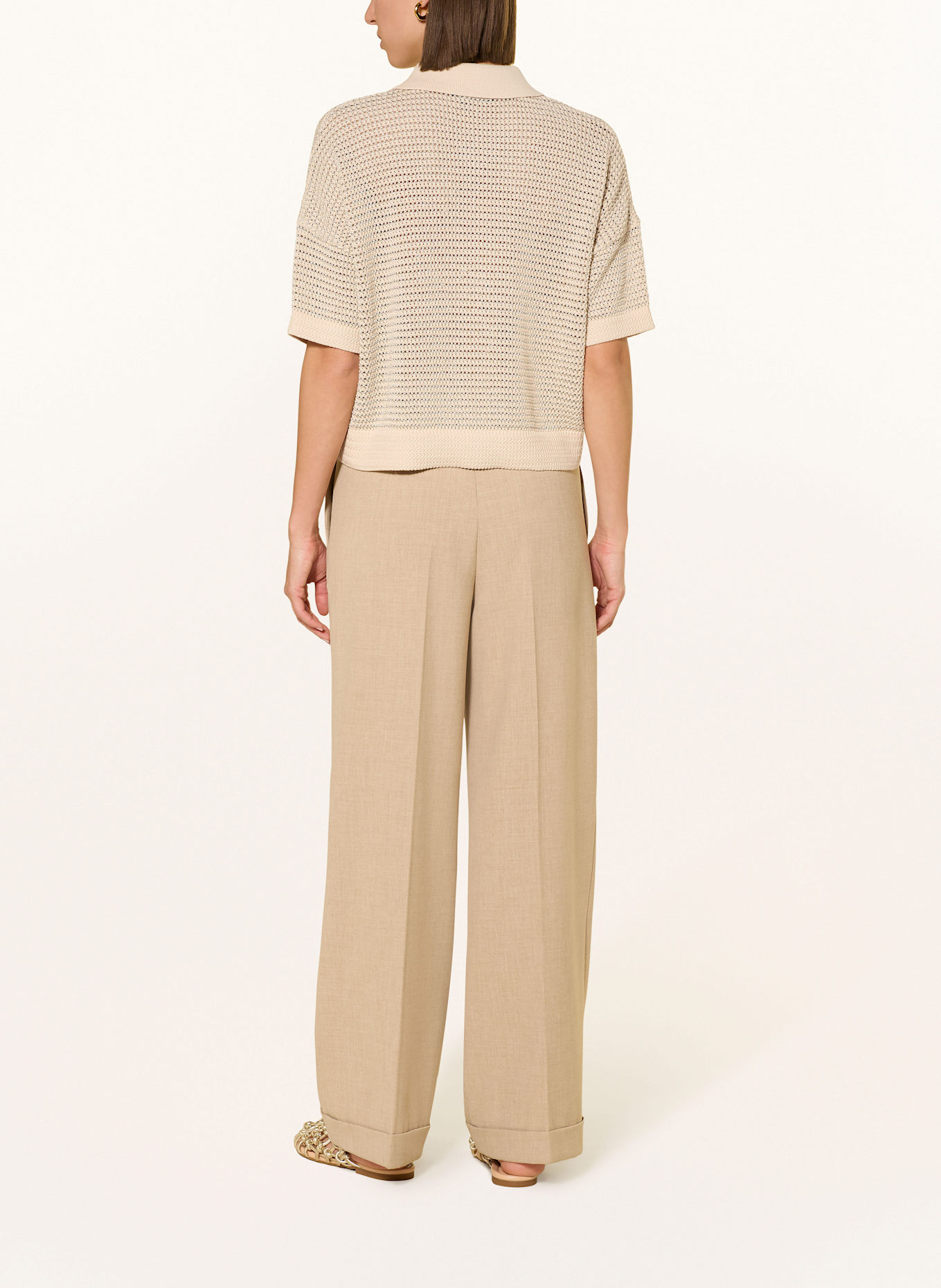 MARC AUREL Strick-Poloshirt mit Glitzergarn: BEIGE