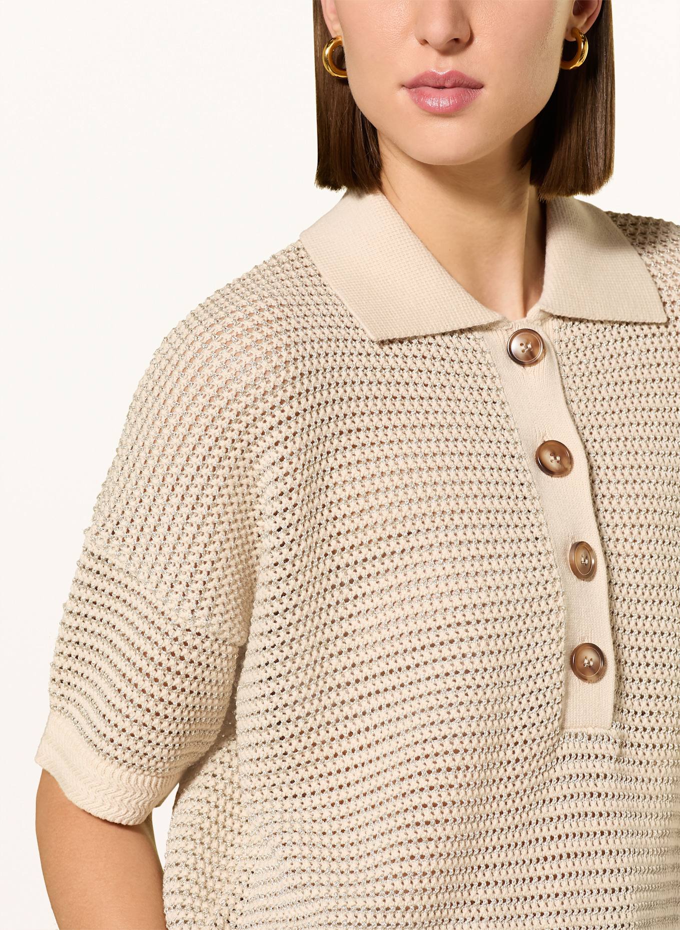 MARC AUREL Strick-Poloshirt mit Glitzergarn: BEIGE