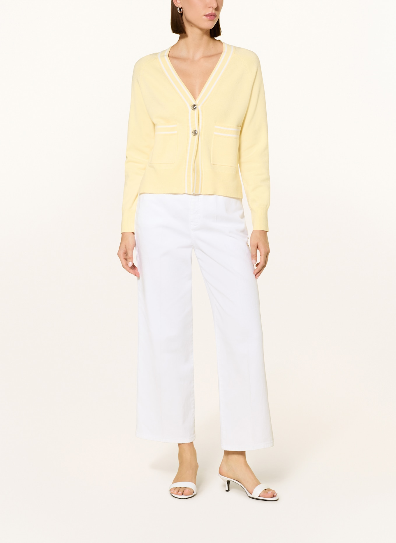 MARC AUREL Strickjacke: GELB / WEISS