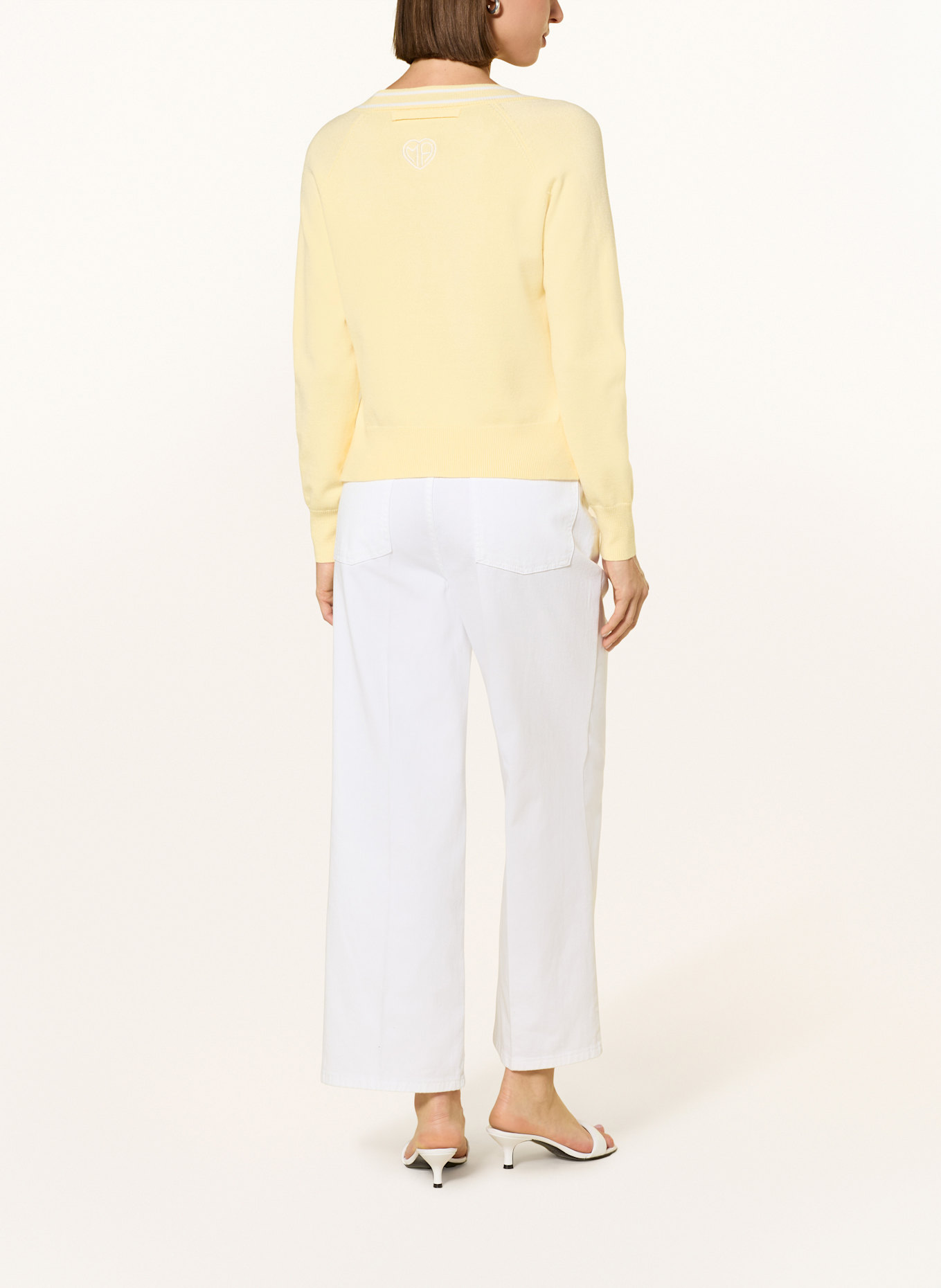 MARC AUREL Strickjacke: GELB / WEISS