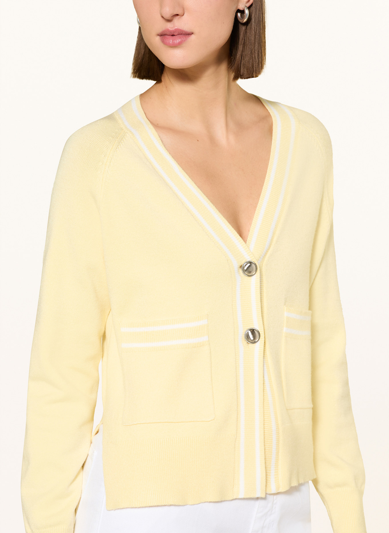 MARC AUREL Strickjacke: GELB / WEISS