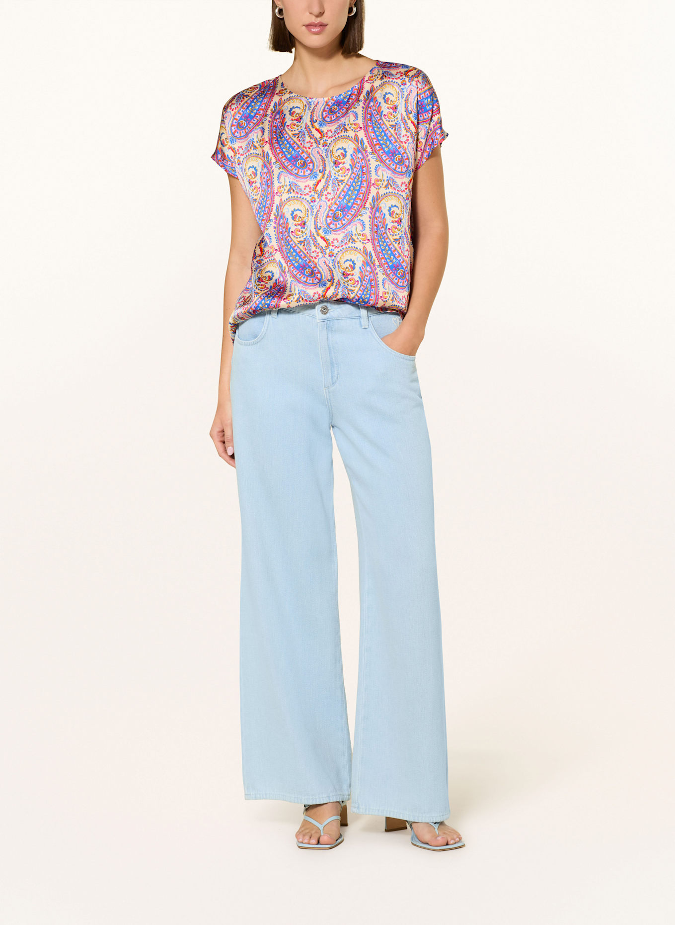 MARC AUREL Blusenshirt: HELLGELB / BLAU / ROSA