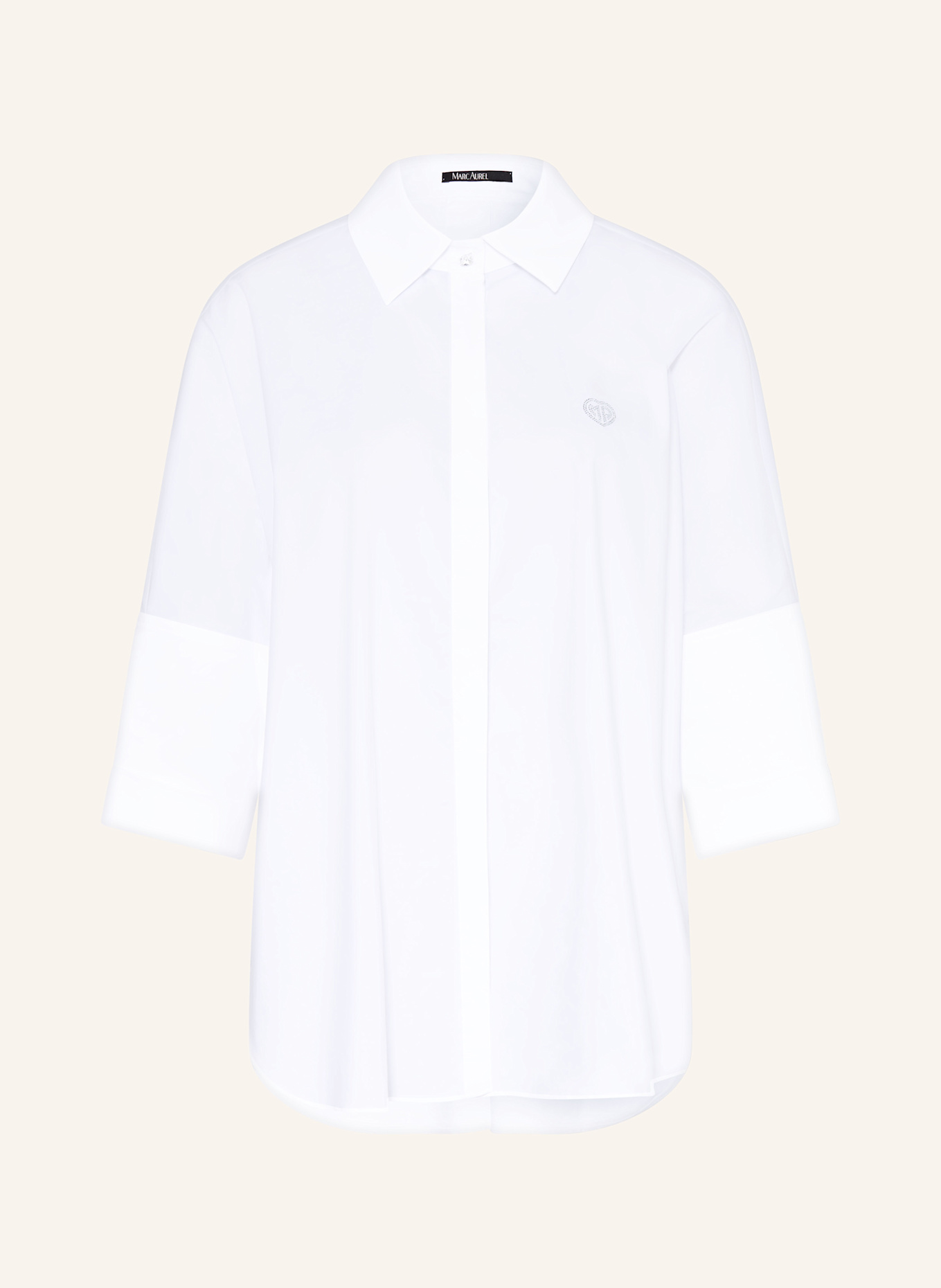MARC AUREL Oversized shirt blouse with 3/4 sleeves: WHITE