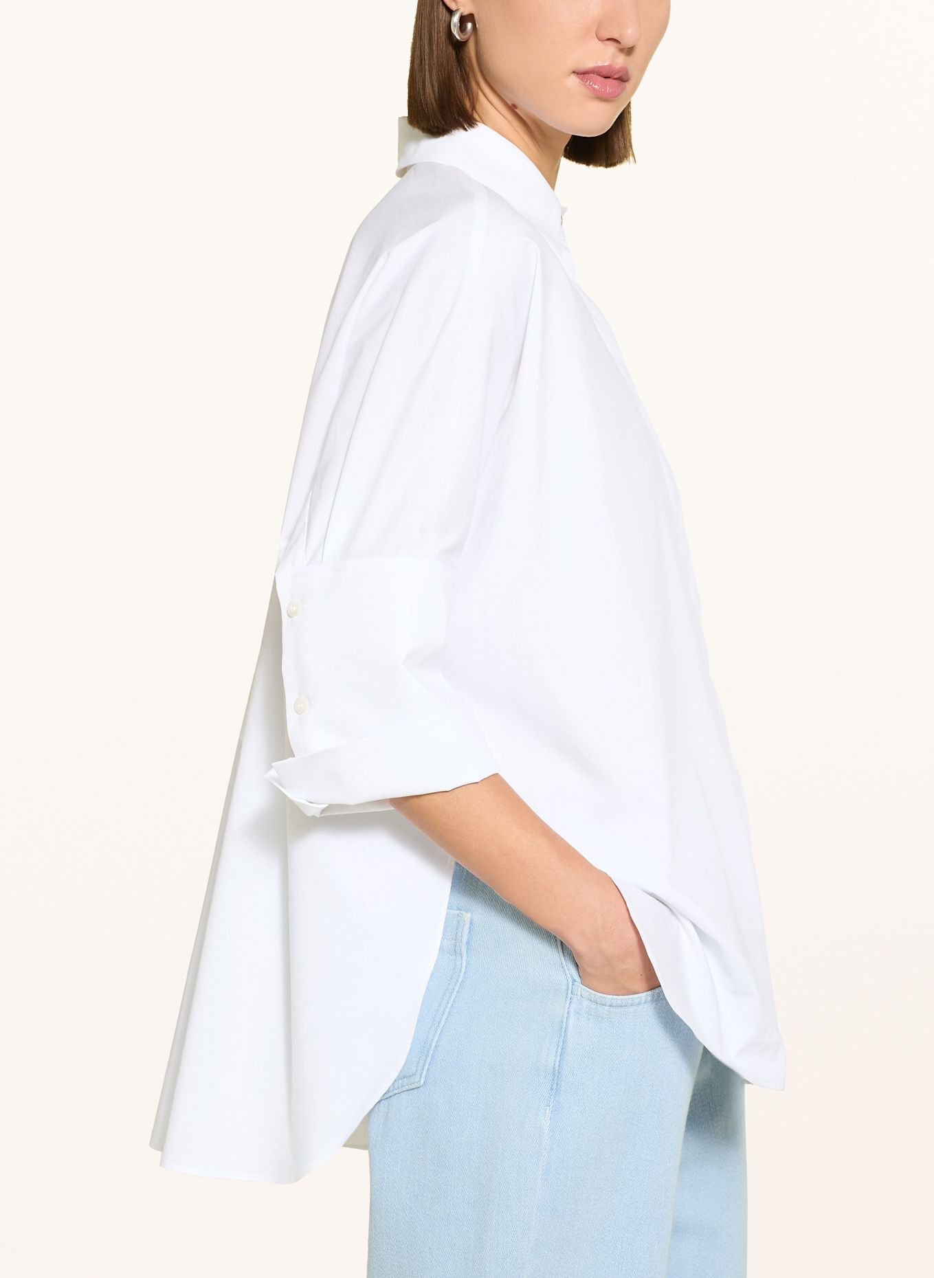 MARC AUREL Oversized shirt blouse with 3/4 sleeves: WHITE
