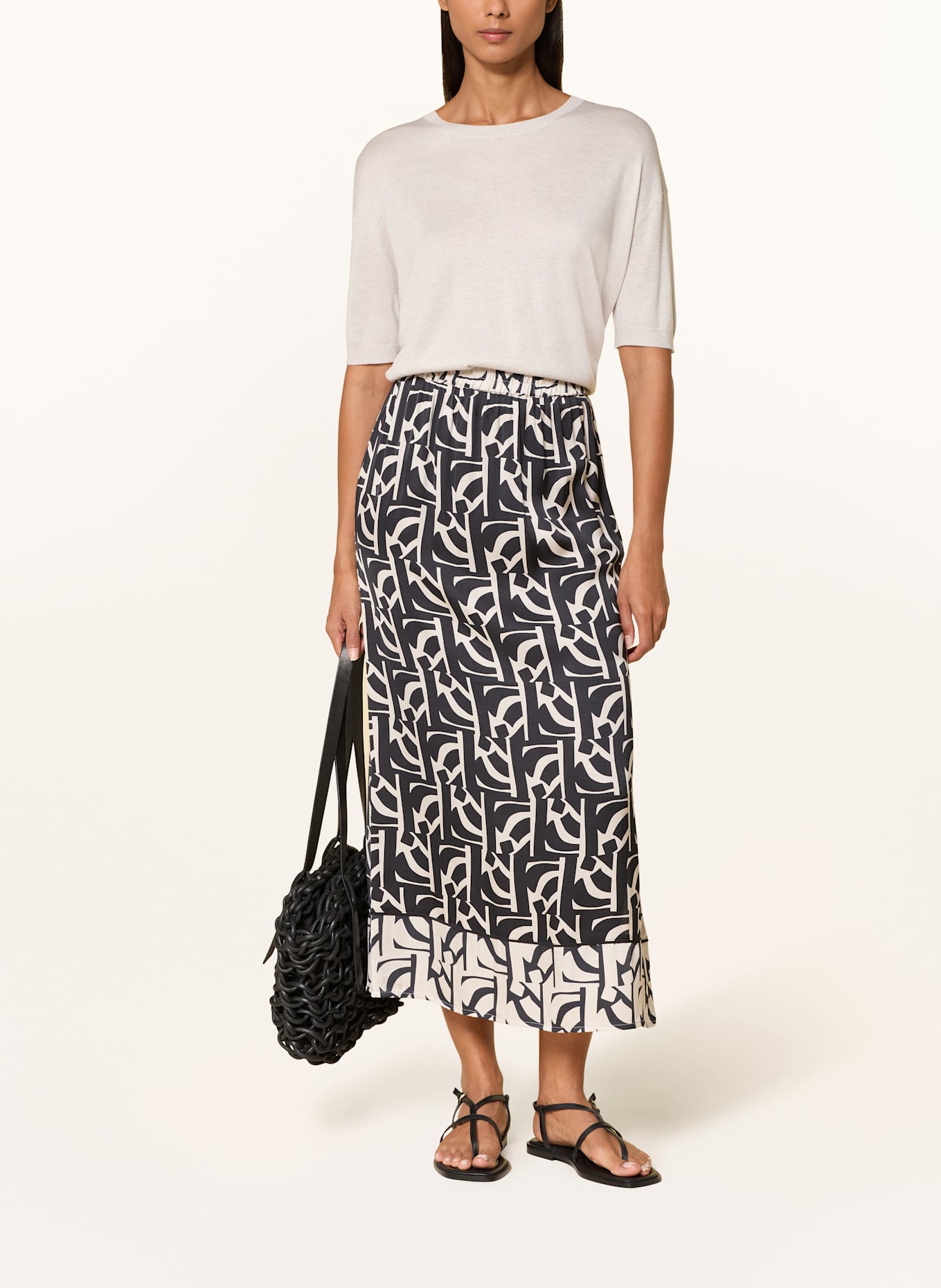 MARC AUREL Knit shirt with glitter thread: BEIGE