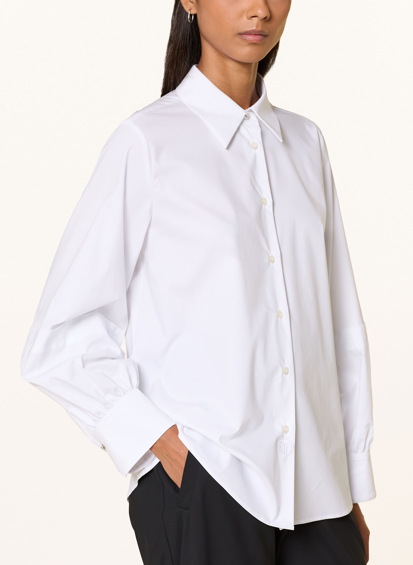 MARC AUREL Koszula z wolantami i ozdobnymi kamykami: BIAŁY